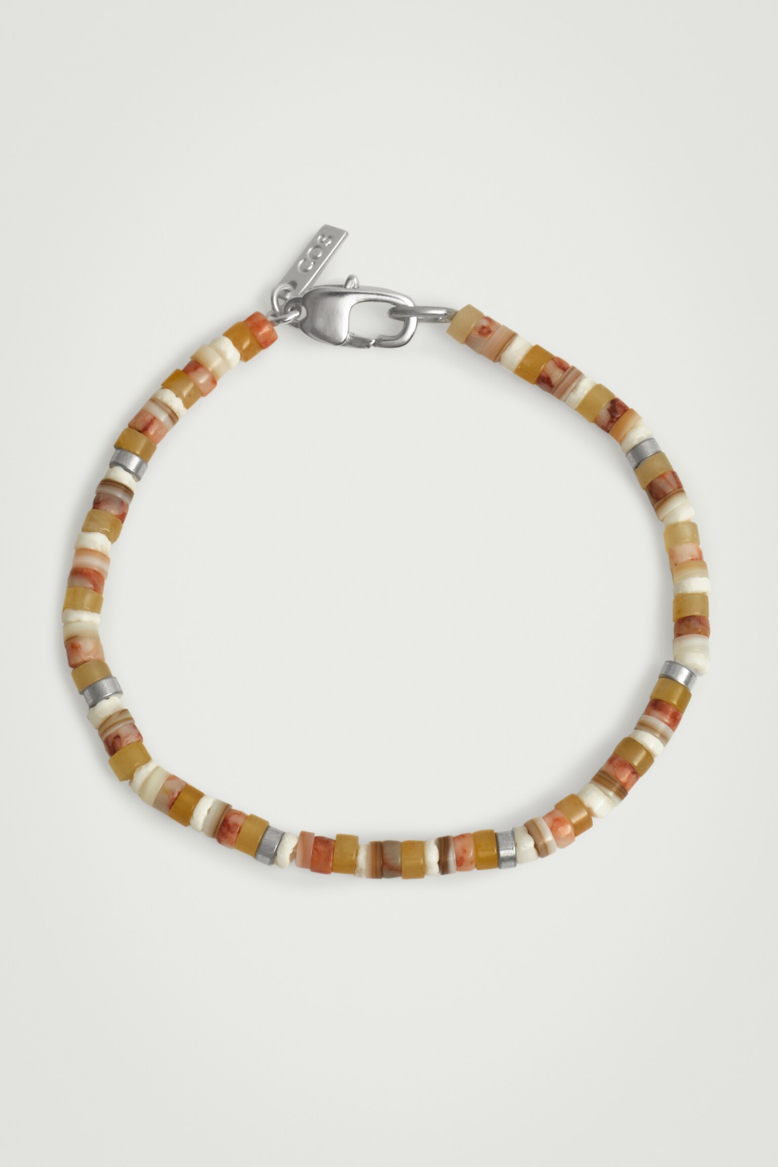 PULSERA DE CUENTAS SEMIPRECIOSAS - PLATEADO / NARANJA - 2