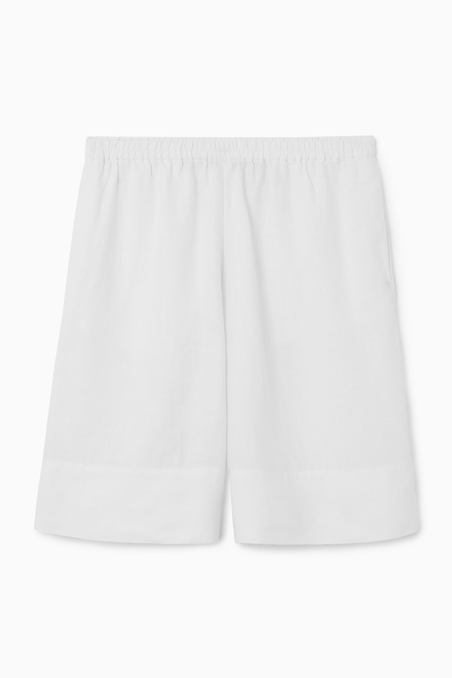 ELASTICATED LINEN SHORTS - WHITE/STONE/BLACK
