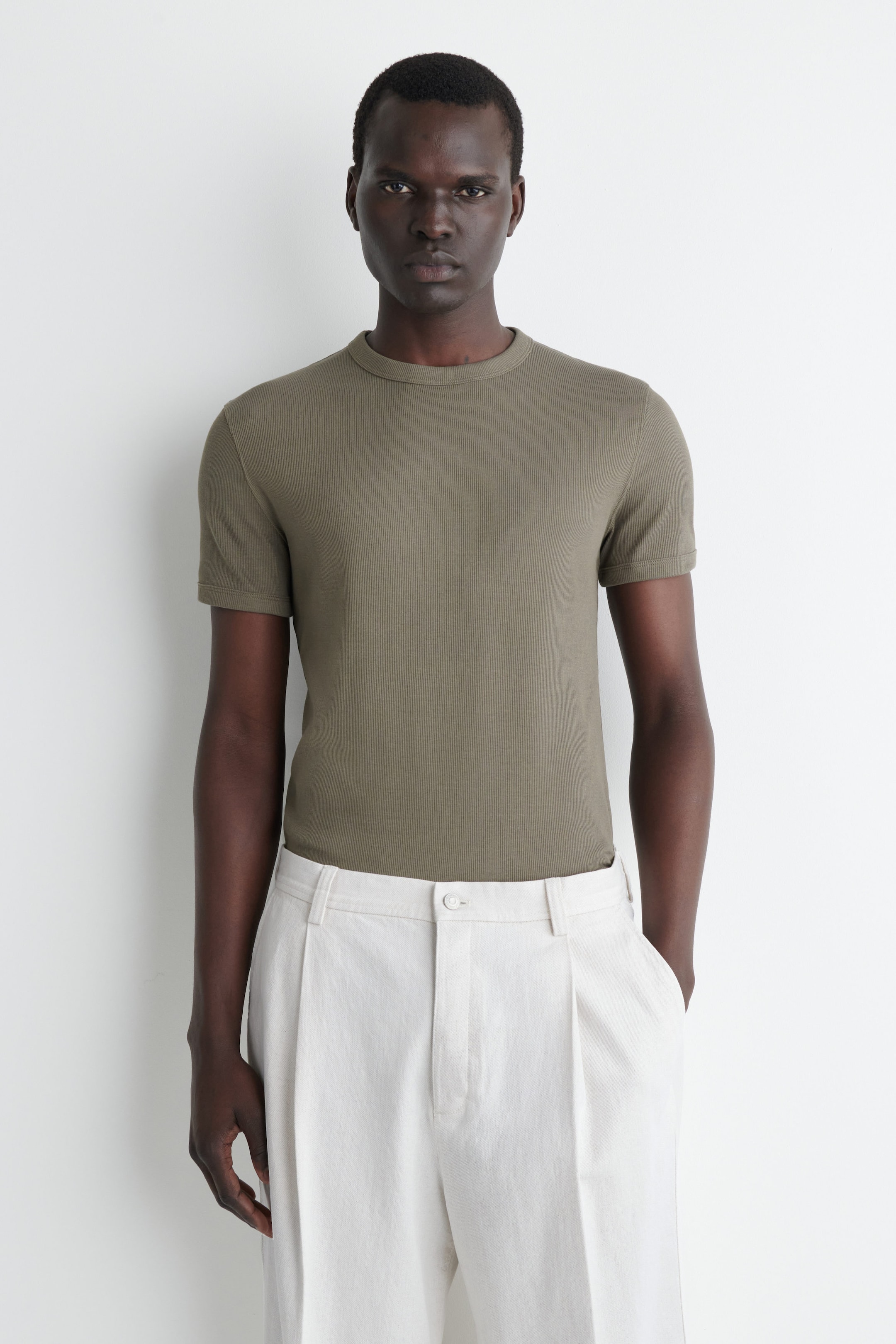 SLIM RIBBED COTTON T-SHIRT