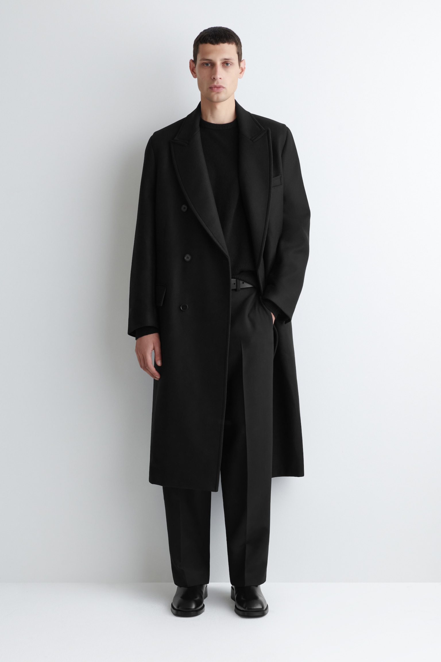 MANTEAU CROISÉ EN LAINE - NOIR - 4