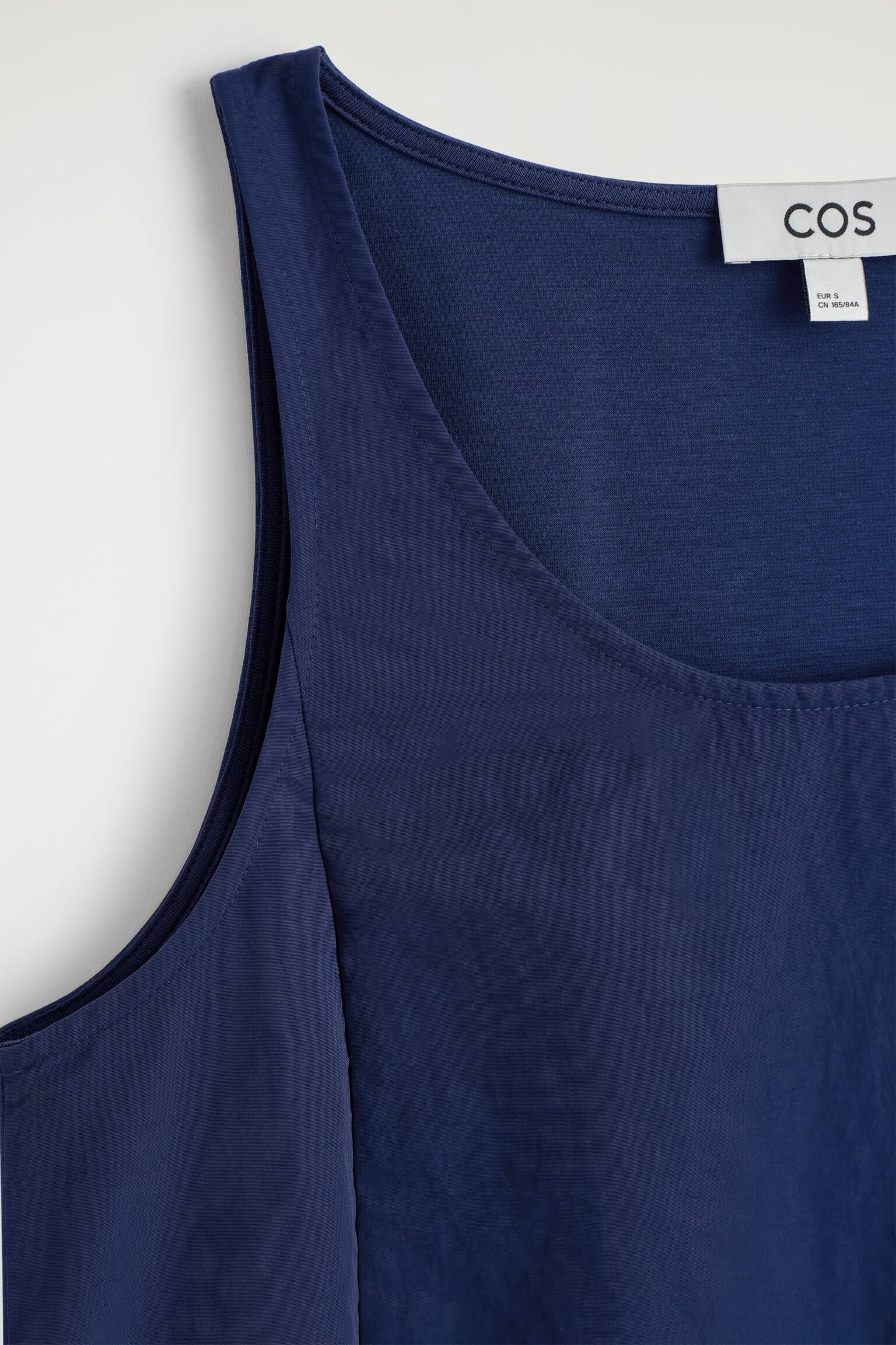 Minikjole i nylon med paneler i jersey-Blå - 3