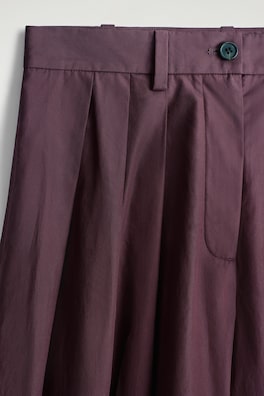 PLEATED COTTON CULOTTES — BORDEAUX 4