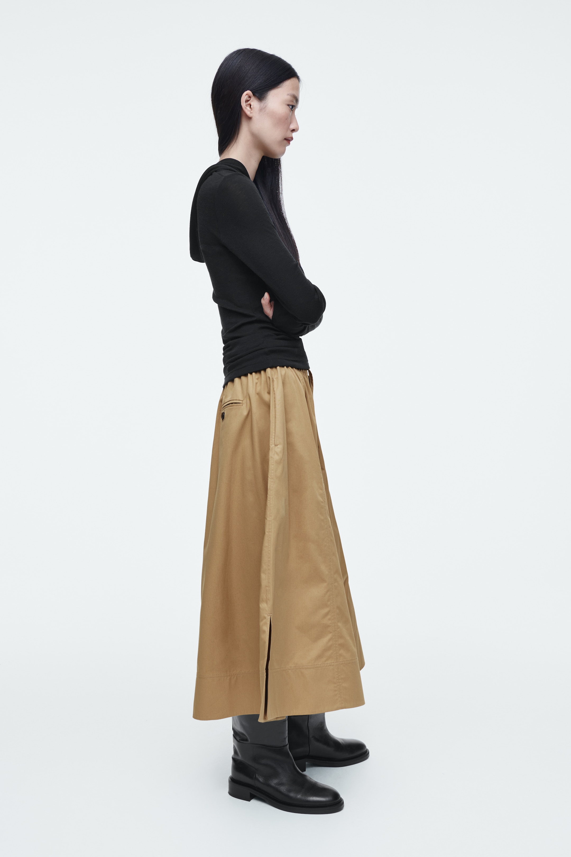 Grösseres Bild ansehen: MIDIROCK IN A-LINIE MIT KORDELZUG - DUNKLES BEIGE - DAMEN | H&M CH 2