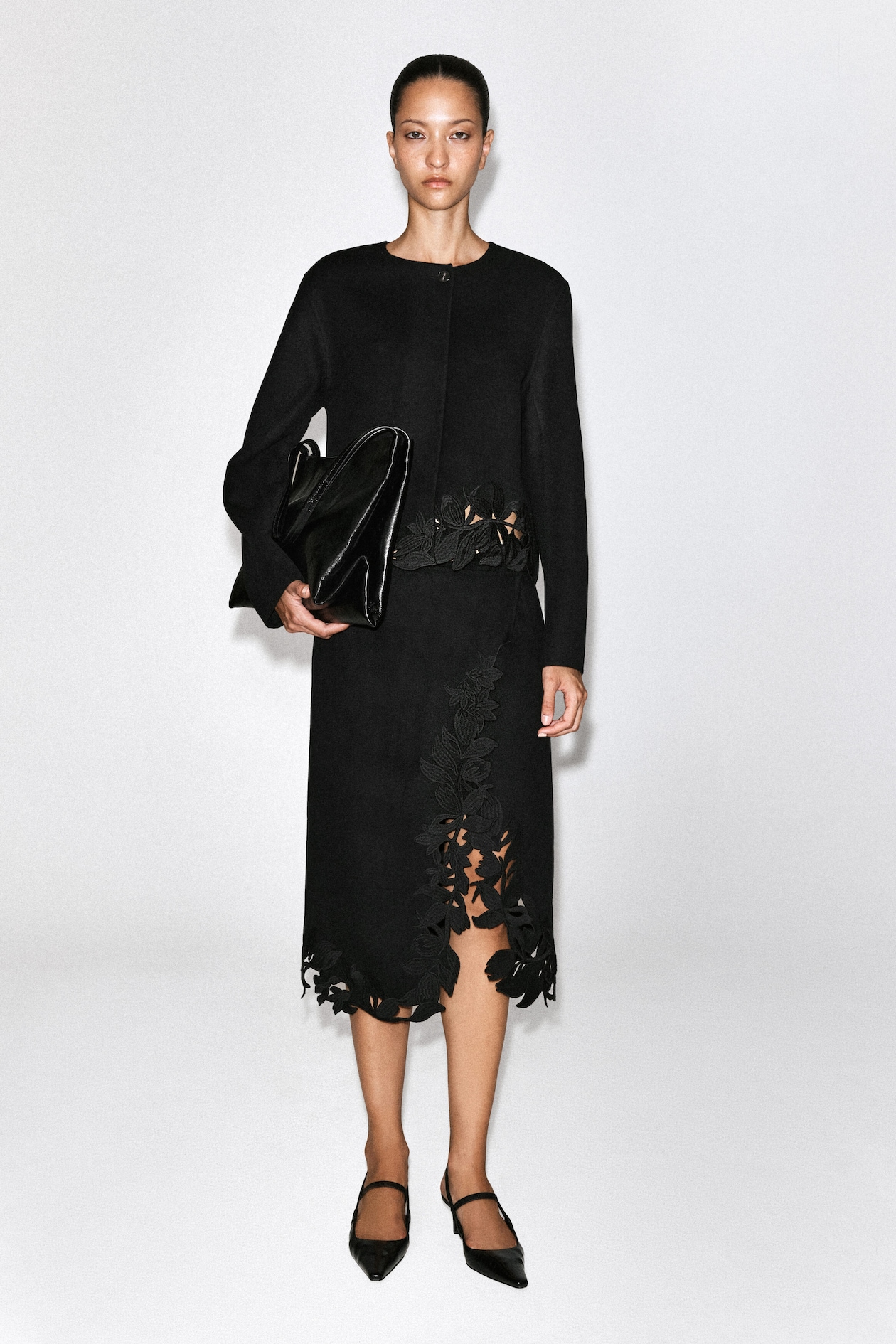 EMBROIDERED DOUBLE-FACED WOOL JACKET — CARBON