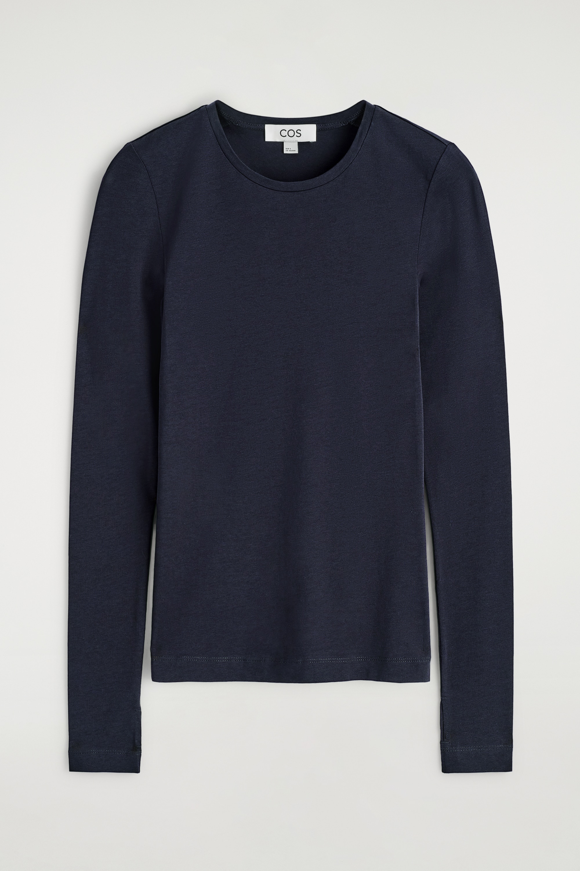 COTTON LONG-SLEEVED TOP - MARINEBLÅ/SORT/HVID