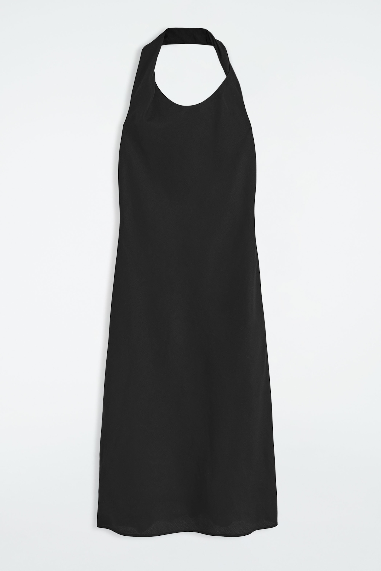 TWISTED LINEN-BLEND HALTERNECK DRESS - BLACK | COS