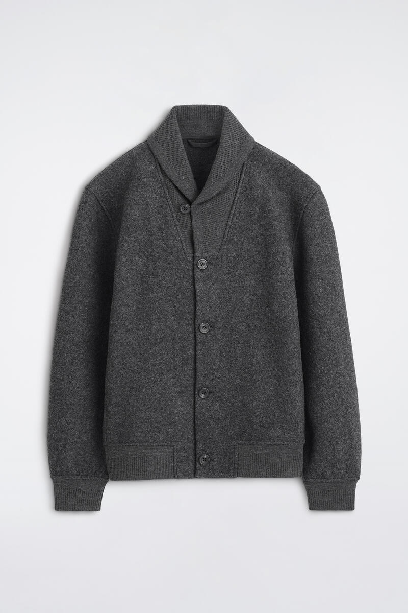 Boiled Wool Shawl-Collar Jacket