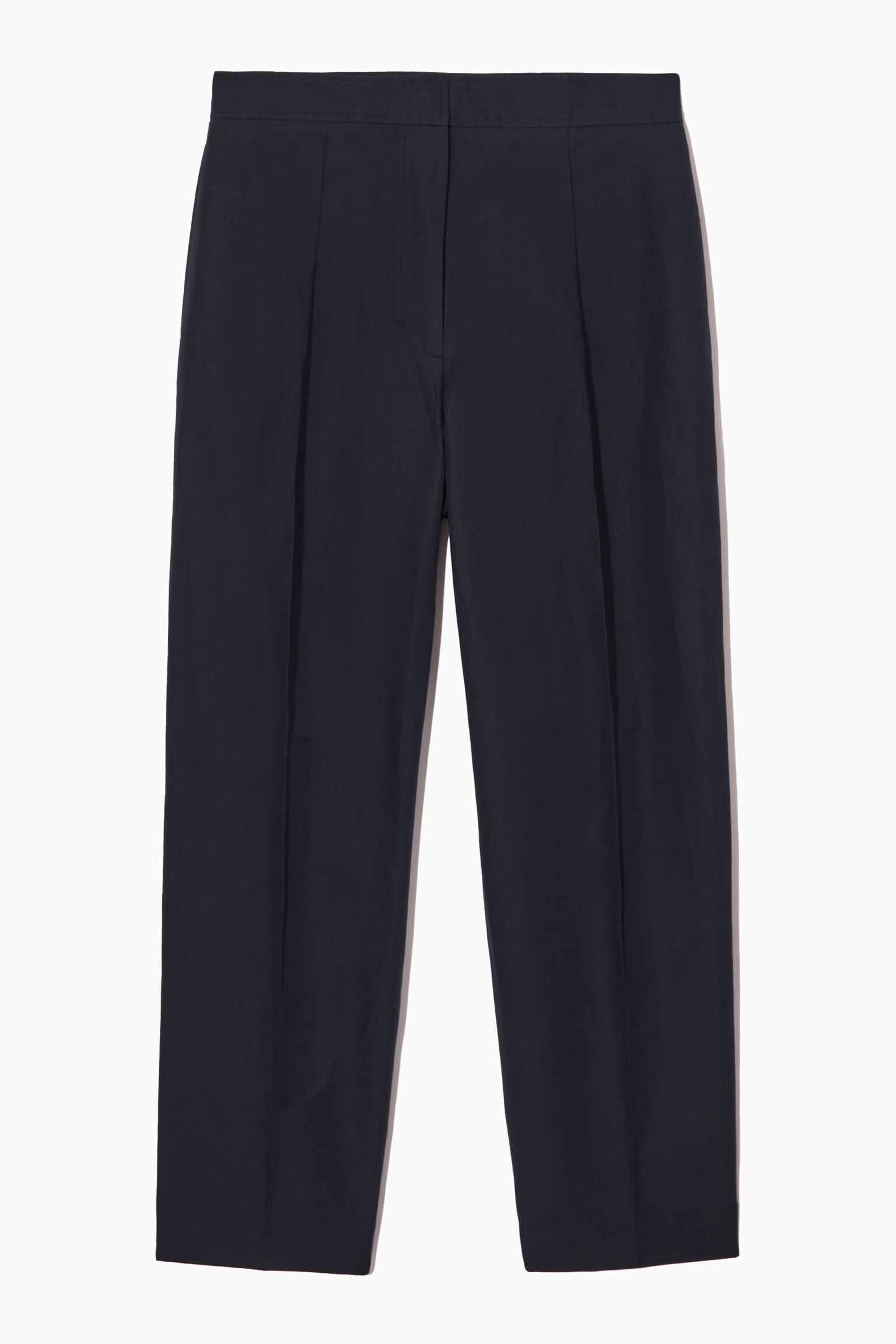 REGULAR LINEN-BLEND TAPERED CHINOS - DARK NAVY