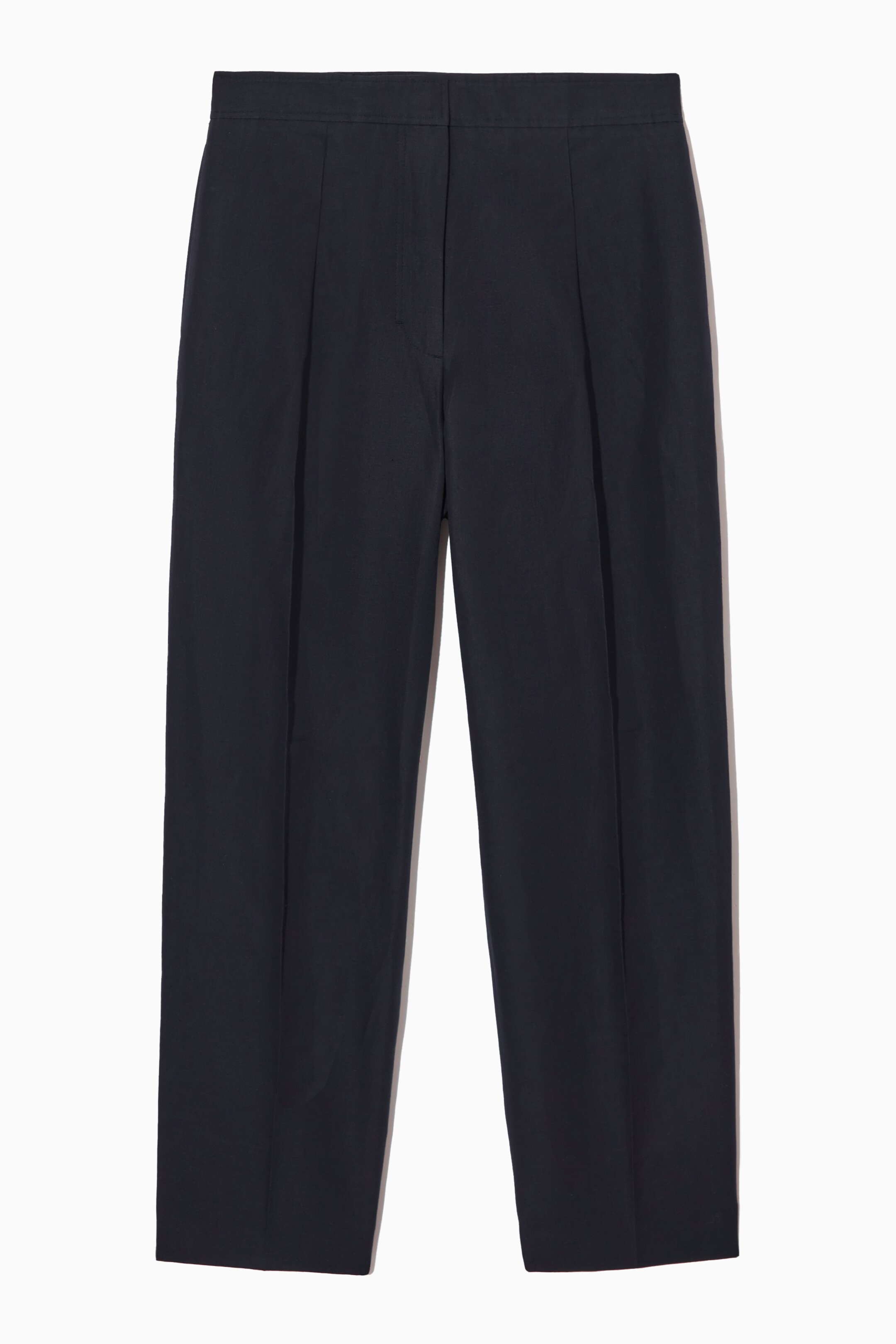 Agrandir l'image: PANTALON CHINO FUSELÉ EN LIN MÉLANGÉ REGULAR - MARINE FONCÉ - FEMME | H&M CH 1