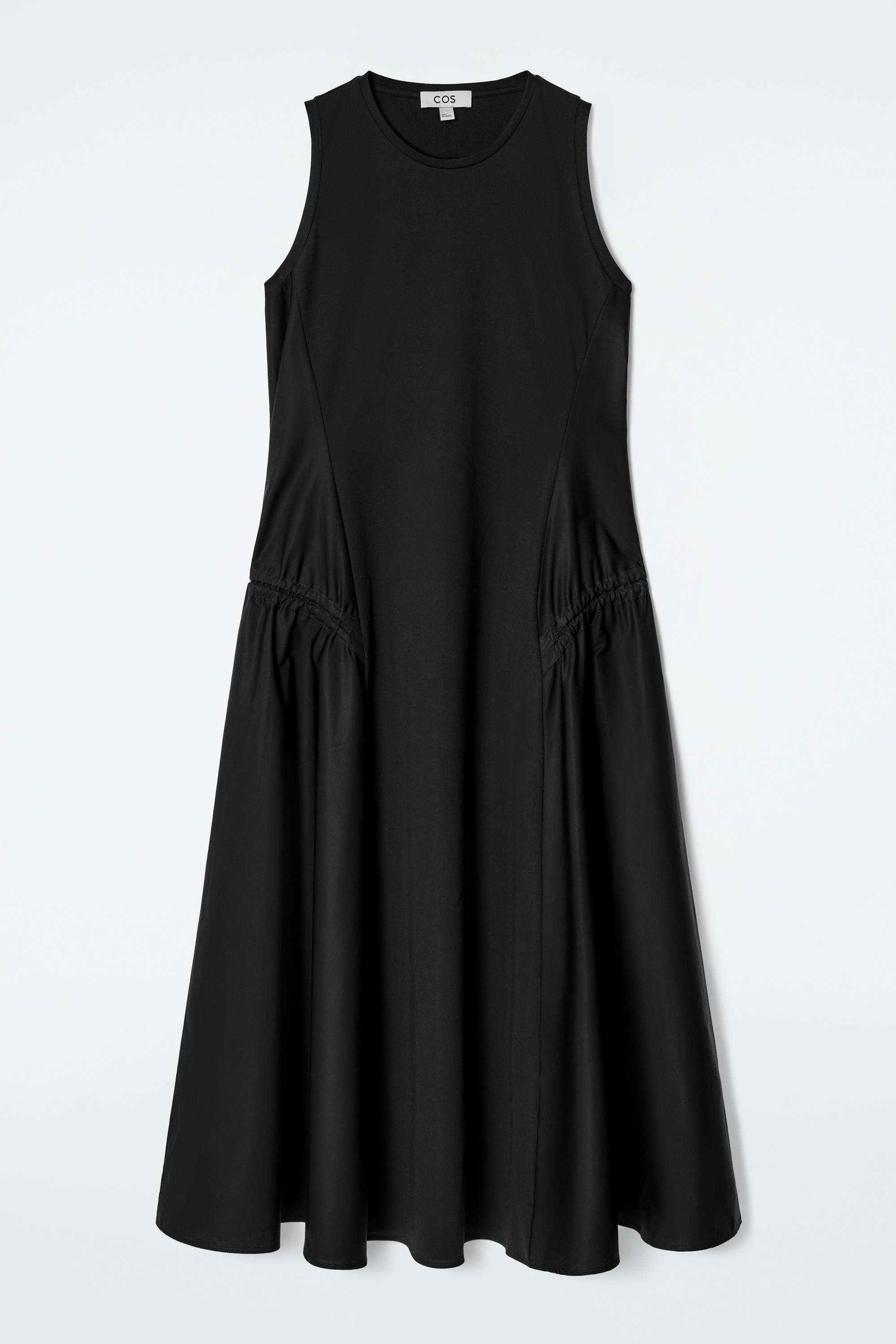 ROBE MIDI À PANS FRONCÉS - NOIR/PISTACHE