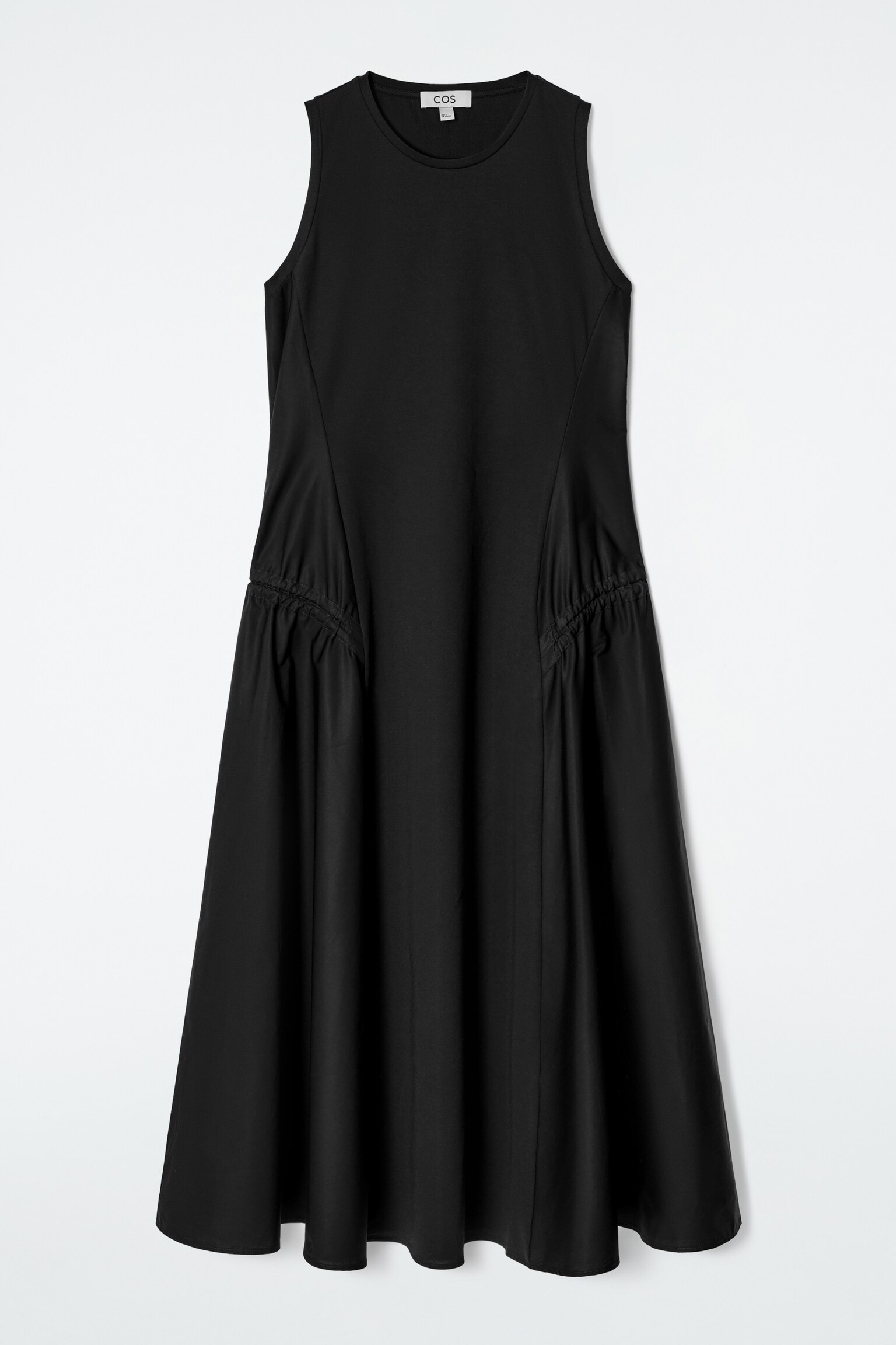 VESTIDO MIDI CON PANELES FRUNCIDOS - NEGRO/PISTACHO - 2