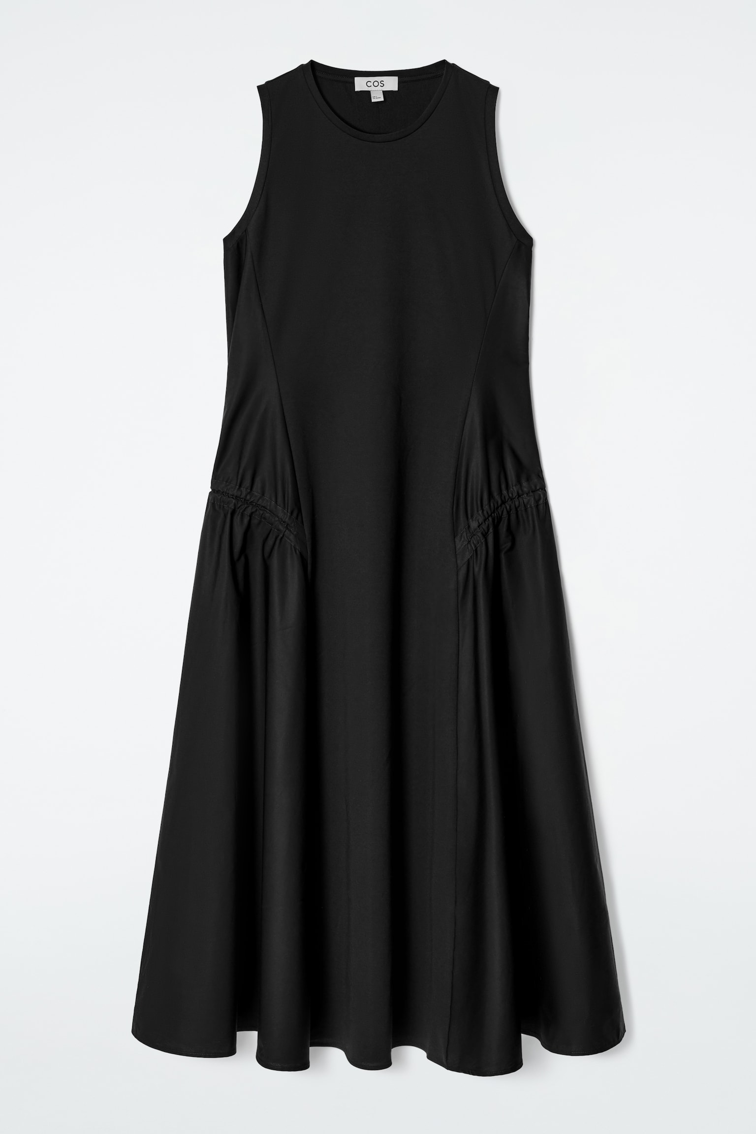 VESTIDO MIDI CON PANELES FRUNCIDOS - NEGRO/PISTACHO - 2