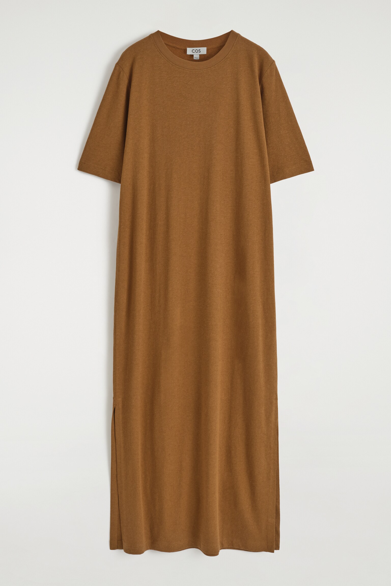 ROBE T-SHIRT LONGUE EN COTON ET LIN - BRUN/NOIR / BLANC / RAYÉ - 2