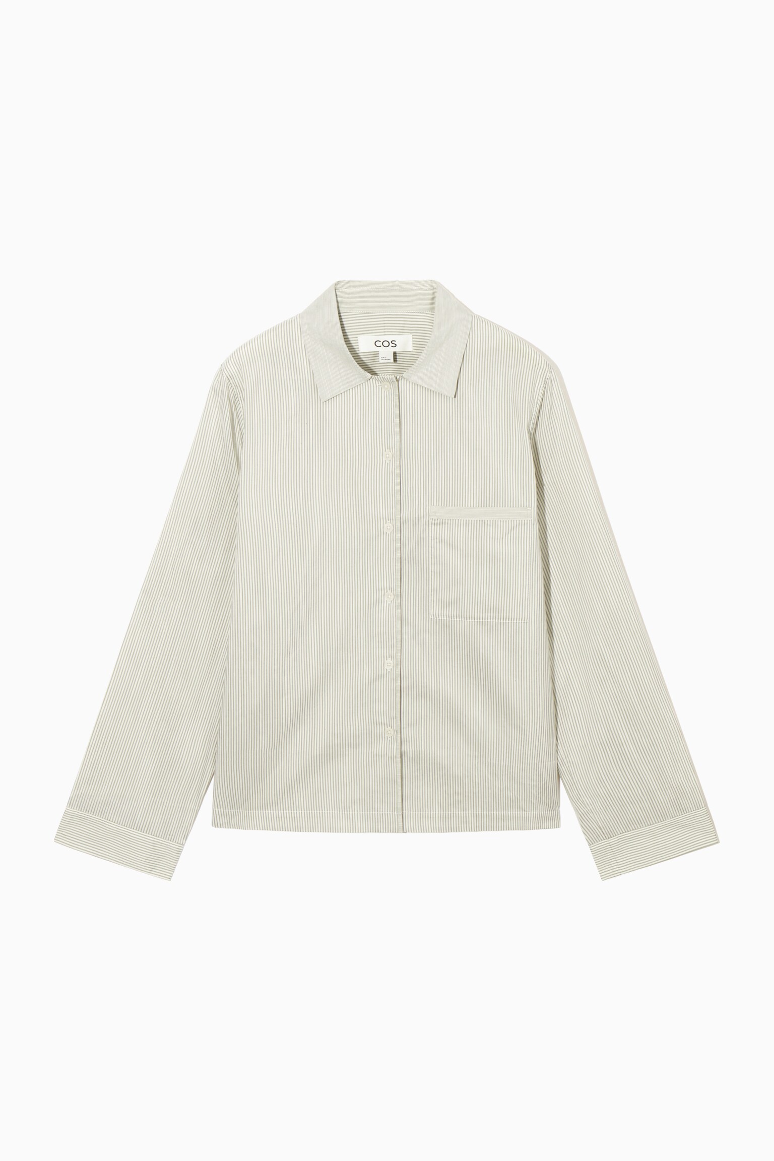STRIPED SILK PYJAMA SHIRT - BEIGE / GREY / STRIPED