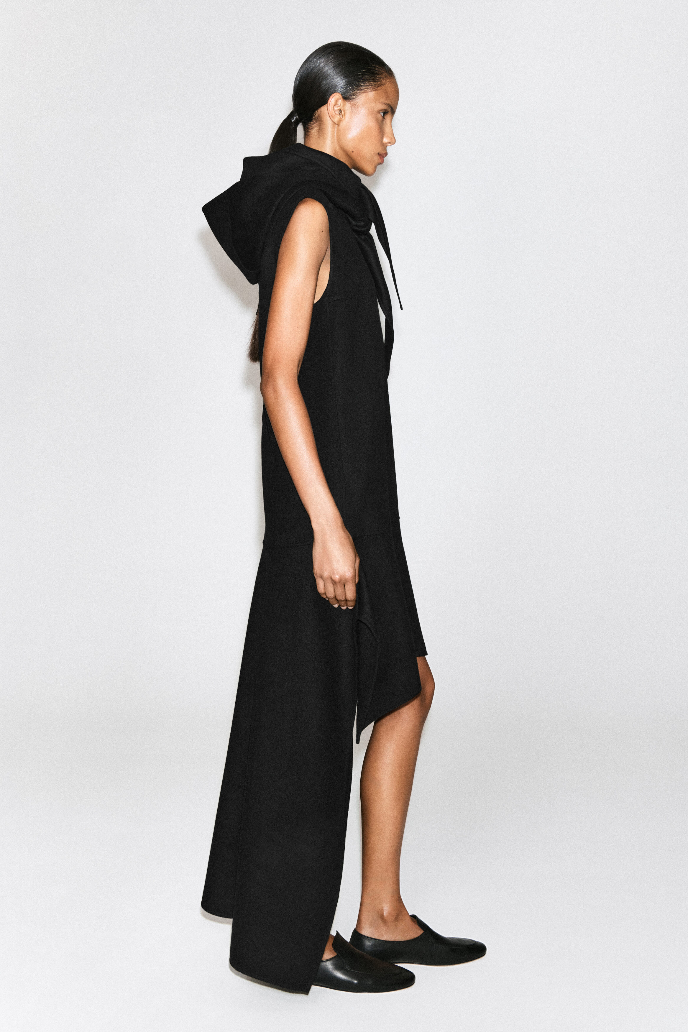 DROPPED-WAIST DOUBLE-FACED WOOL DRESS - thumbnail 4