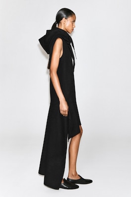 DROPPED-WAIST DOUBLE-FACED WOOL DRESS — CARBON 4