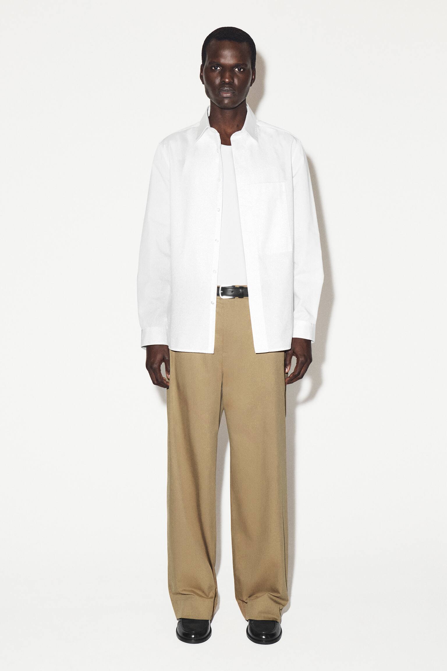 SLIM POCKET-DETAIL PIMA COTTON SHIRT - WHITE - 5