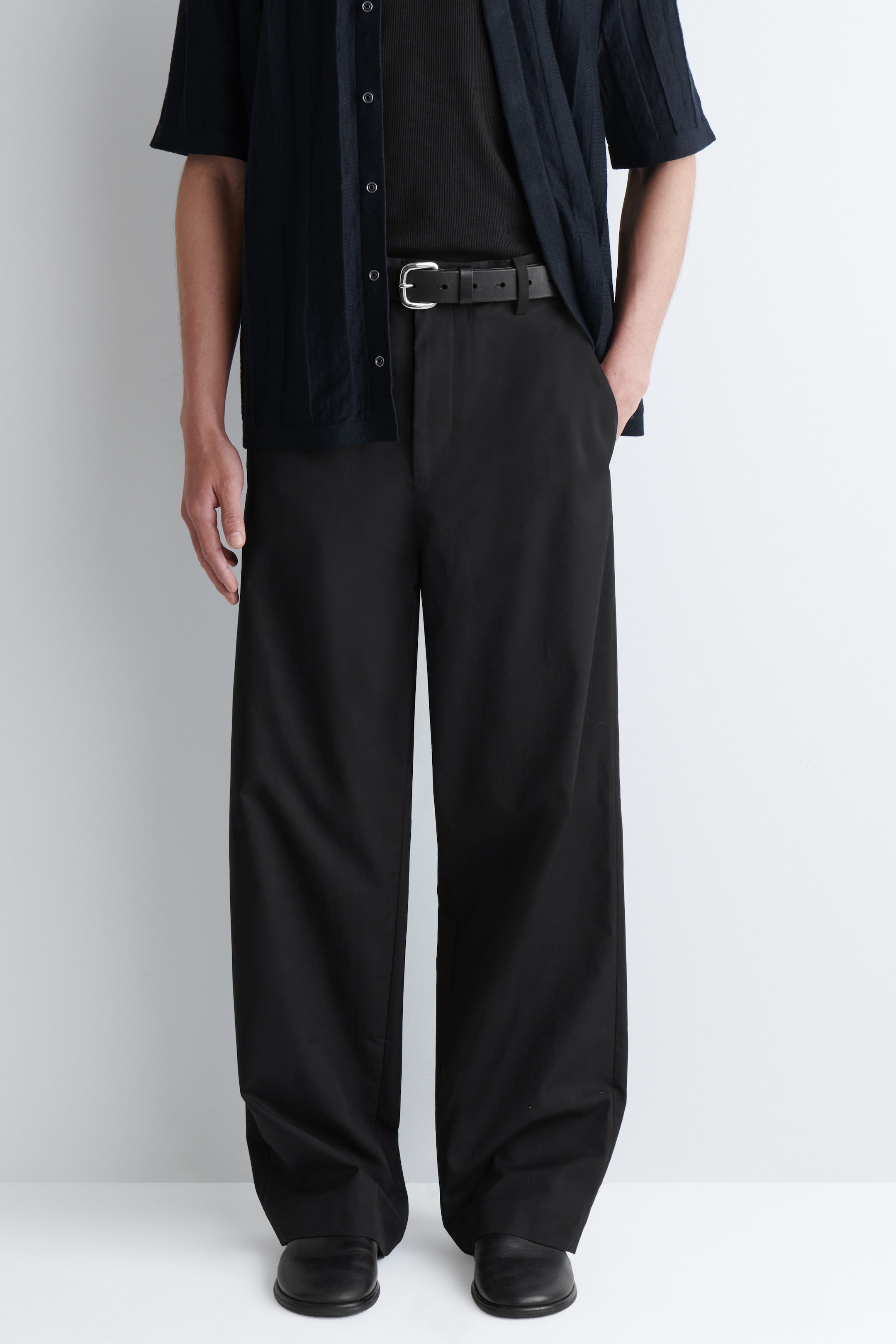 COTTON WIDE-LEG CHINOS