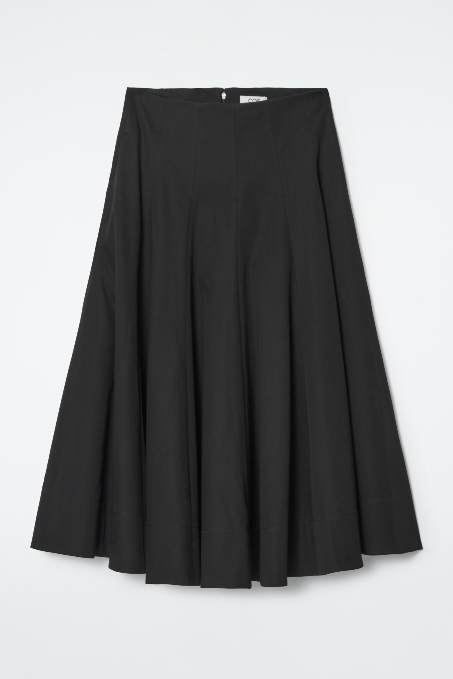 VOLUMINOUS A-LINE COTTON MIDI SKIRT - BLACK - 2