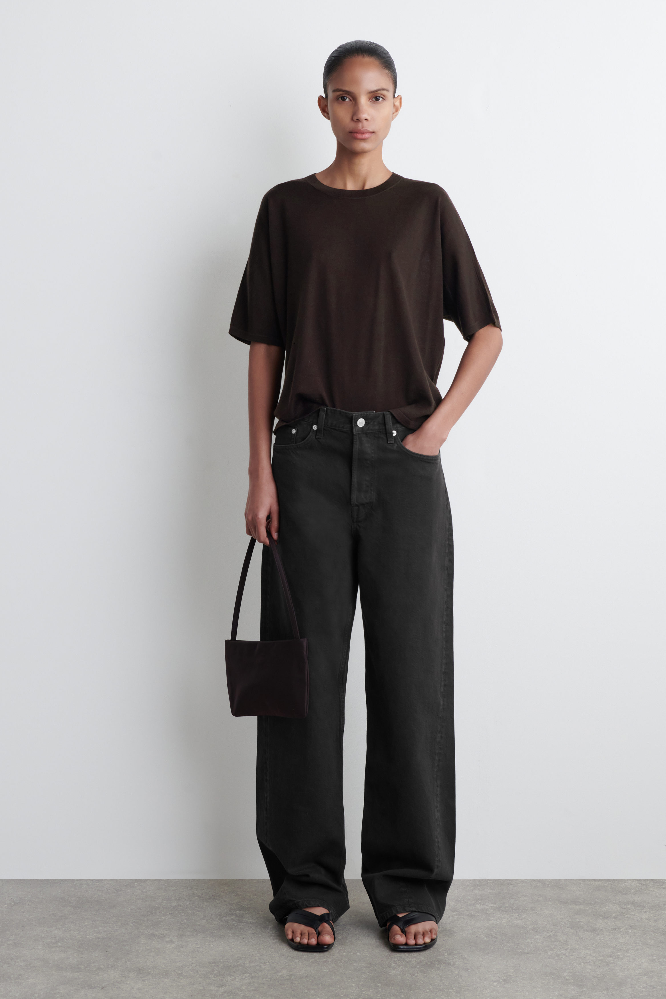 ROUNDED MERINO WOOL MAXI SKIRT - DARK BROWN | COS
