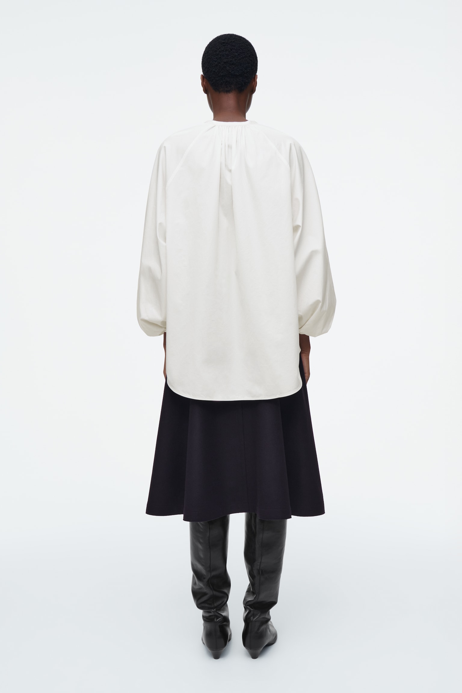 BLOUSE MANCHES BALLON - BLANC/VERT FONCÉ - 7