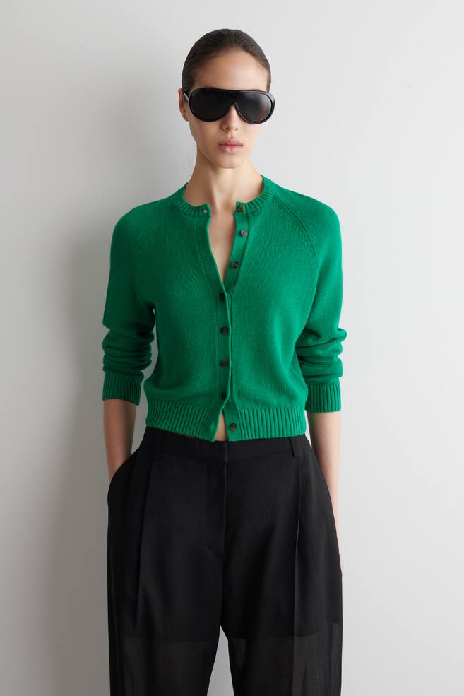 KNITTED LINEN CARDIGAN - GREEN/BLUE/ECRU/BURGUNDY - 1