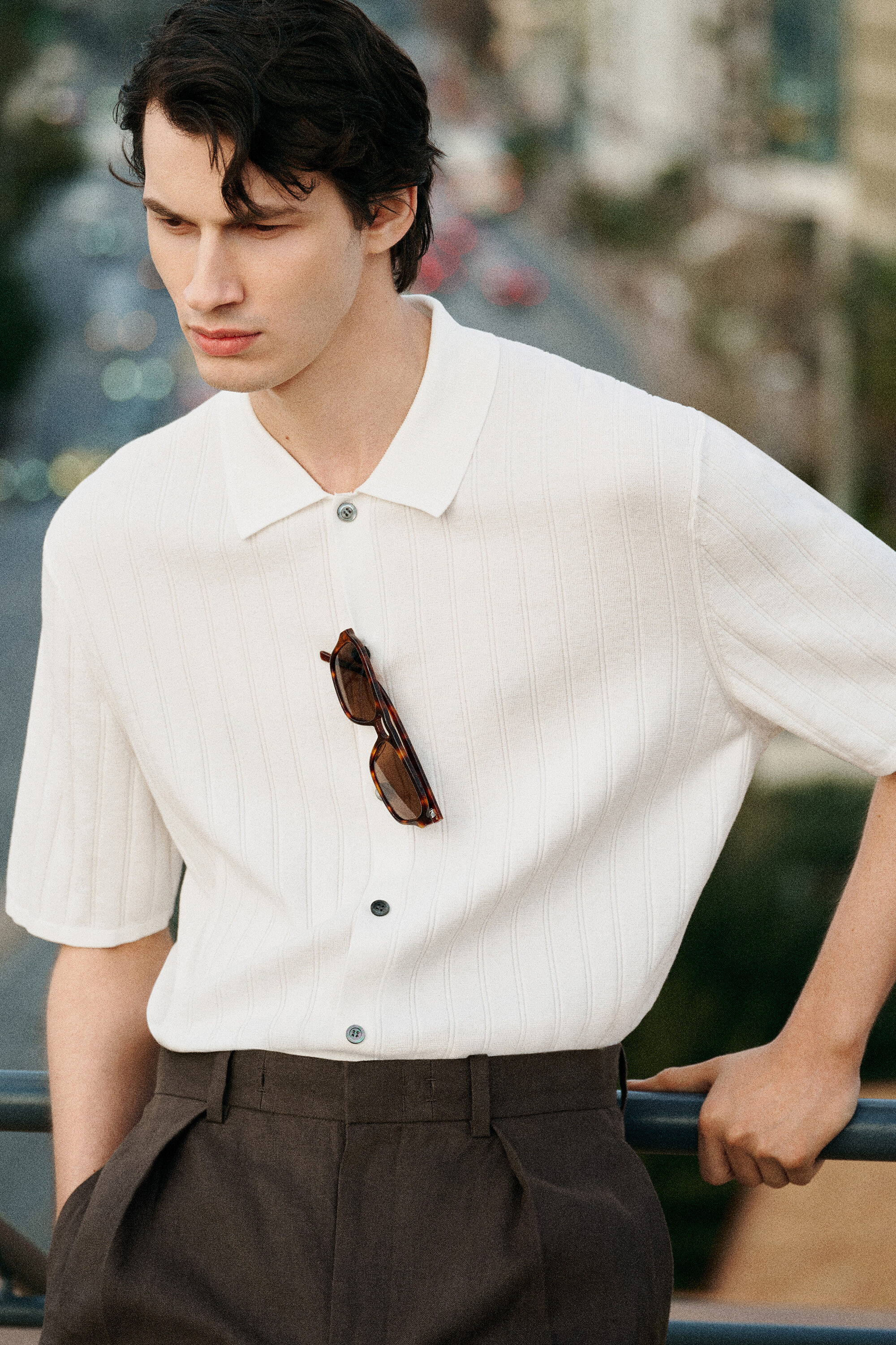 RIBBED-KNIT COTTON SHIRT - WHITE | COS US