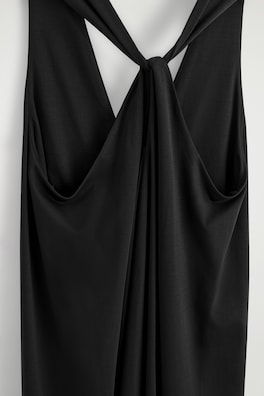 TWIST-BACK JERSEY MIDI DRESS — BLACK 5