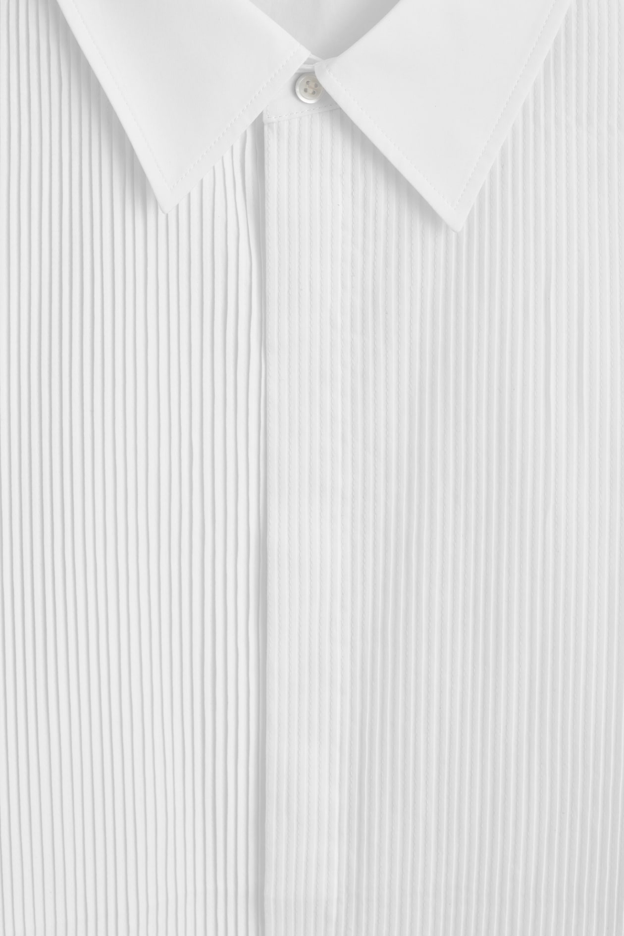 PINTUCKED COTTON TUXEDO SHIRT — CHALK