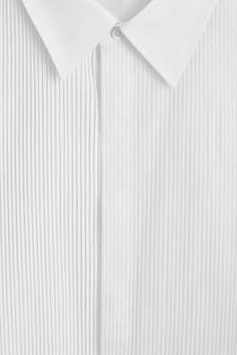 PINTUCKED COTTON TUXEDO SHIRT — CHALK 8