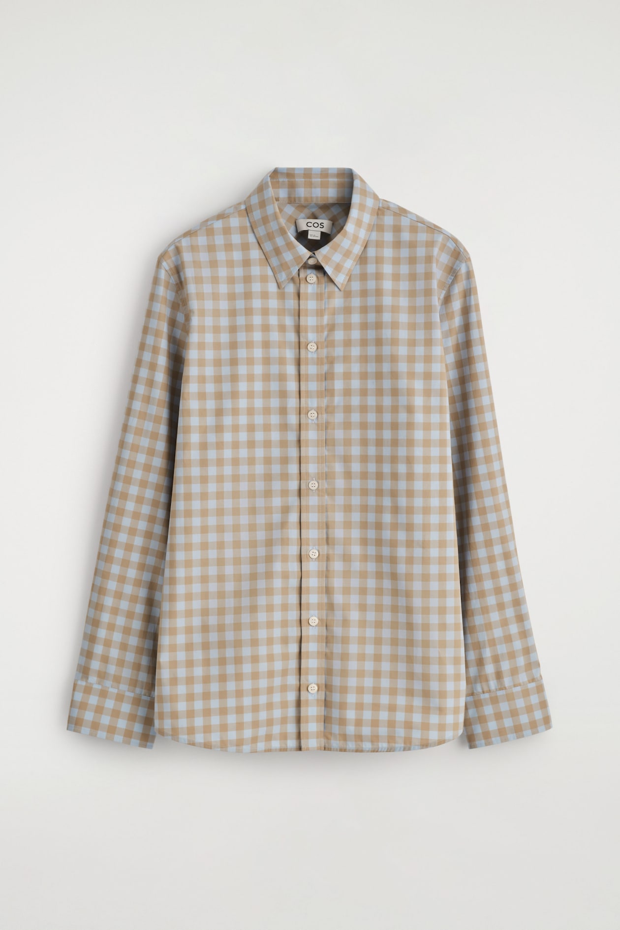 GINGHAM COTTON SHIRT — BLUE / BEIGE / GINGHAM