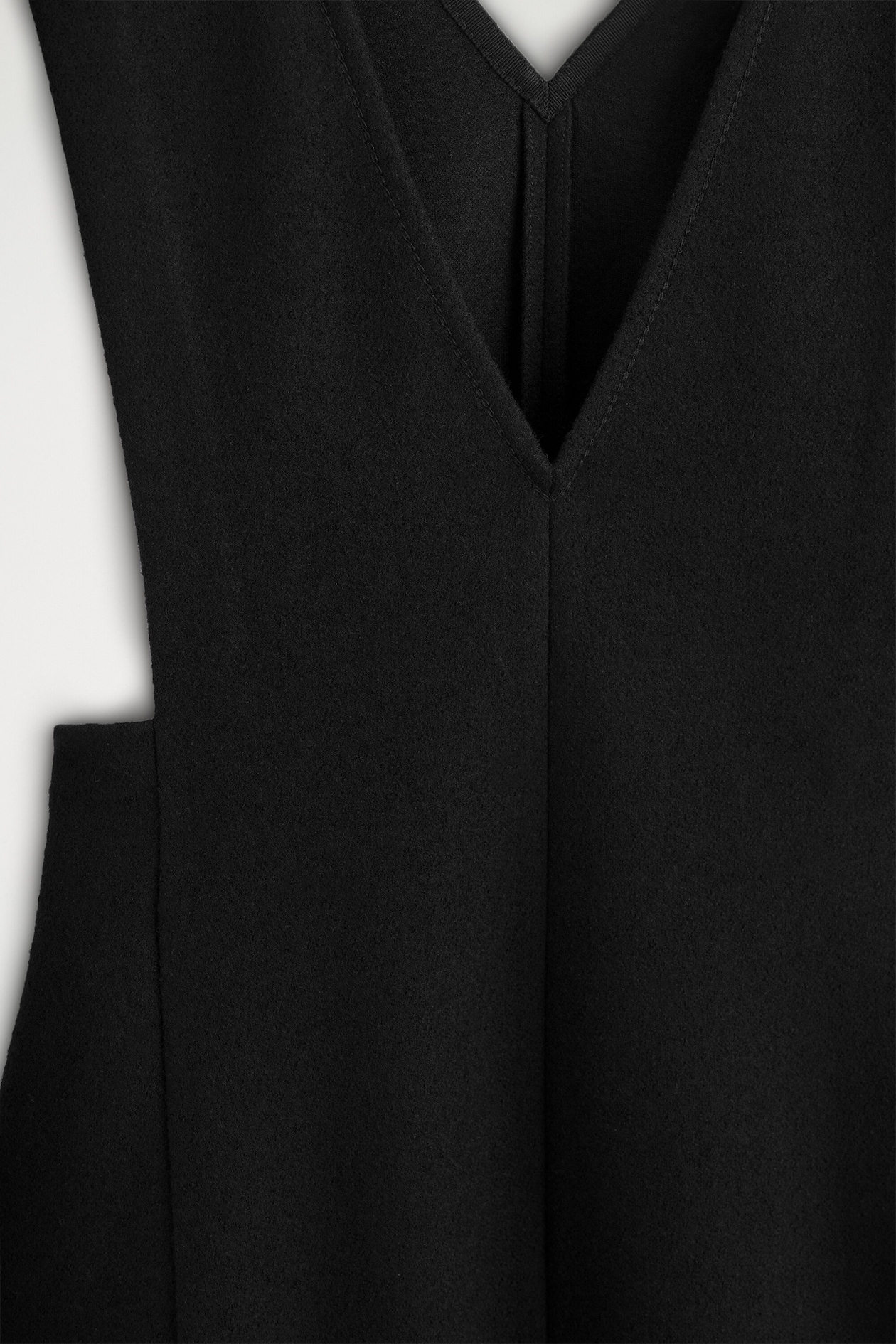 BOILED WOOL-BLEND MINI PINAFORE DRESS — BLACK