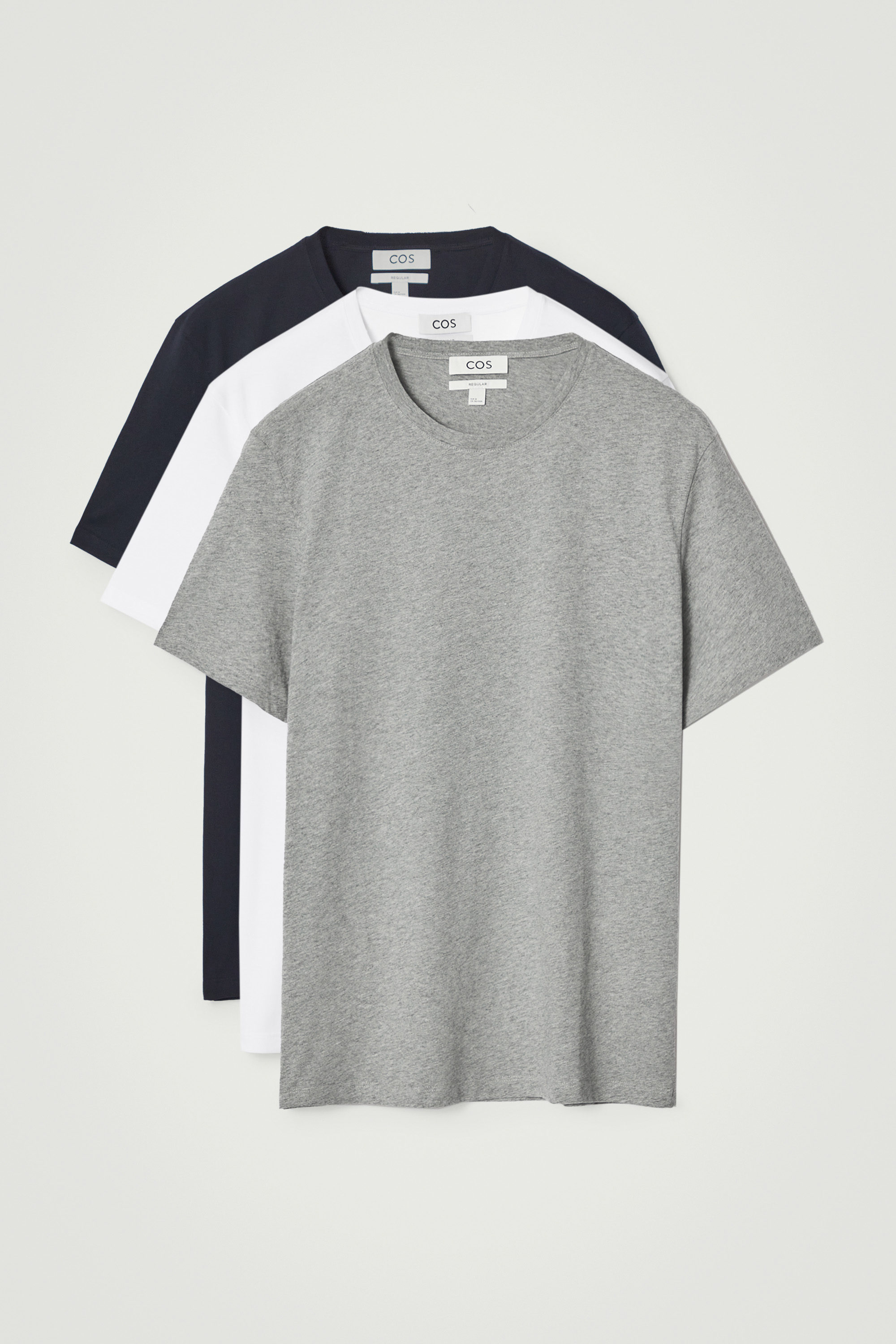 3-PACK REGULAR COTTON T-SHIRTS - NAVY / GRAY / WHITE | COS