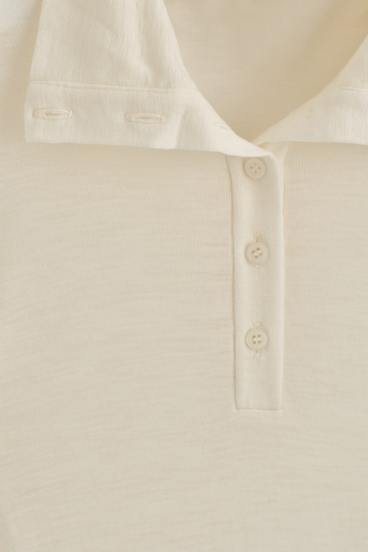MERINO WOOL BUTTONED MOCK-NECK TOP — IVORY