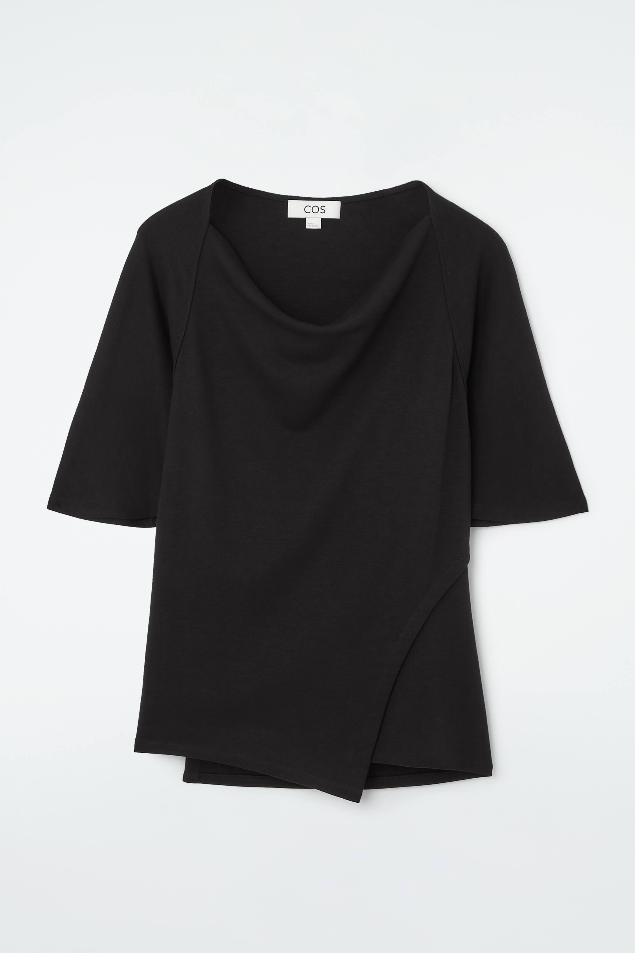 Agrandir l'image: T-SHIRT COL BÉNITIER ASYMÉTRIQUE - NOIR - FEMME | H&M CH 1