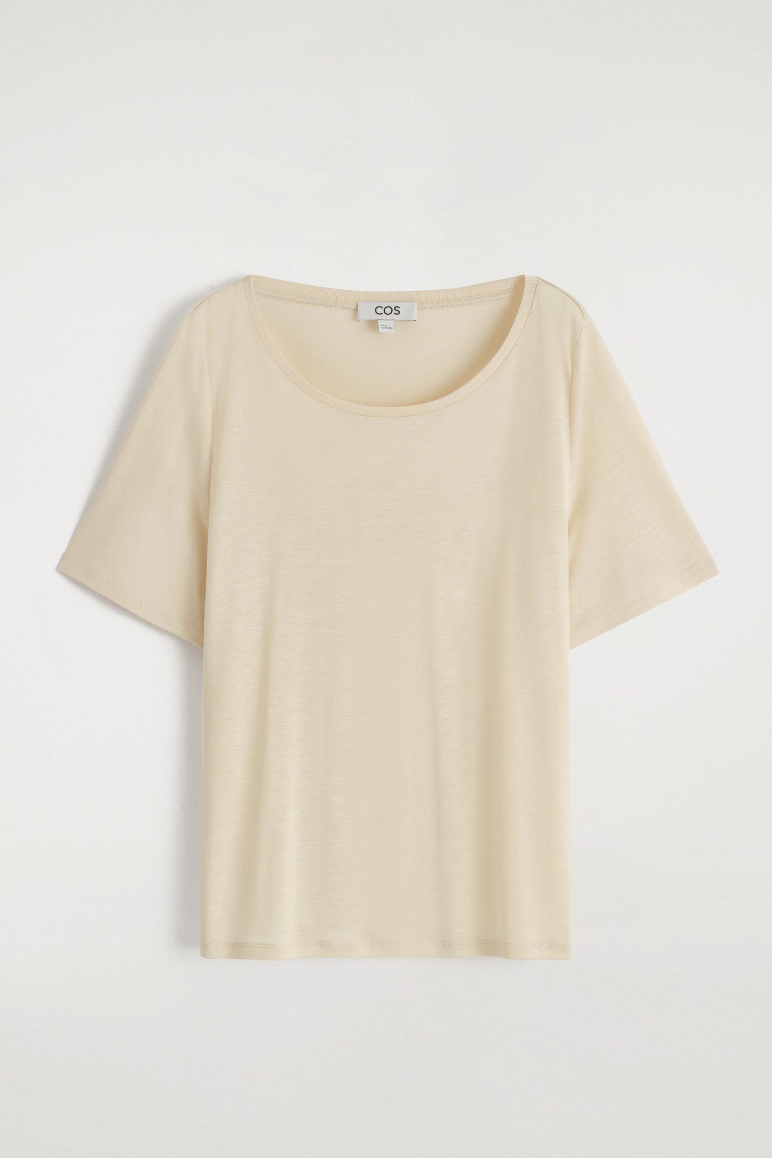 T-SHIRT DÉCONTRACTÉ À ENCOLURE DÉGAGÉE - BEIGE CLAIR/BLEU MARINE - 2