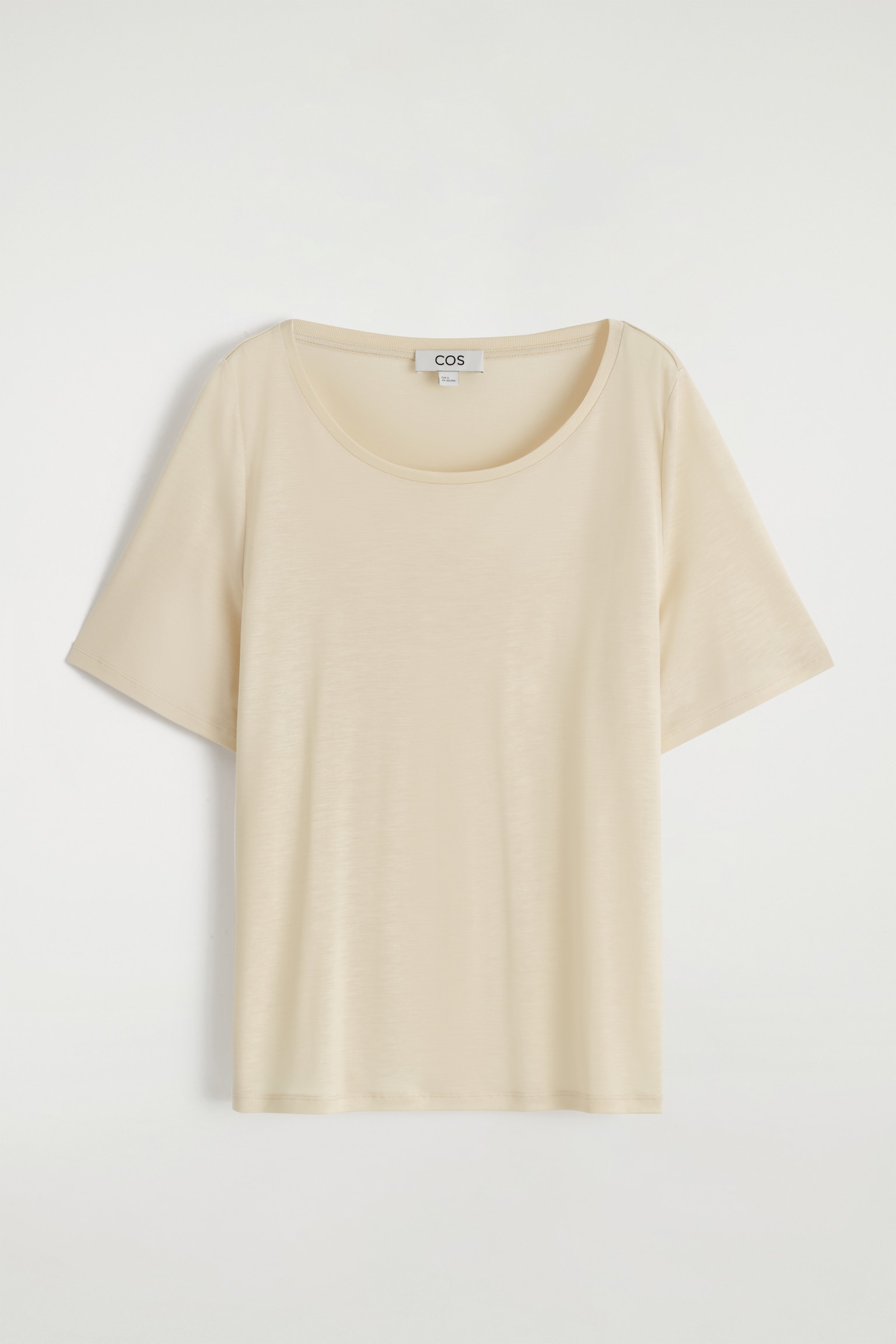 T-SHIRT DÉCONTRACTÉ À ENCOLURE DÉGAGÉE - BEIGE CLAIR/BLEU MARINE - 2