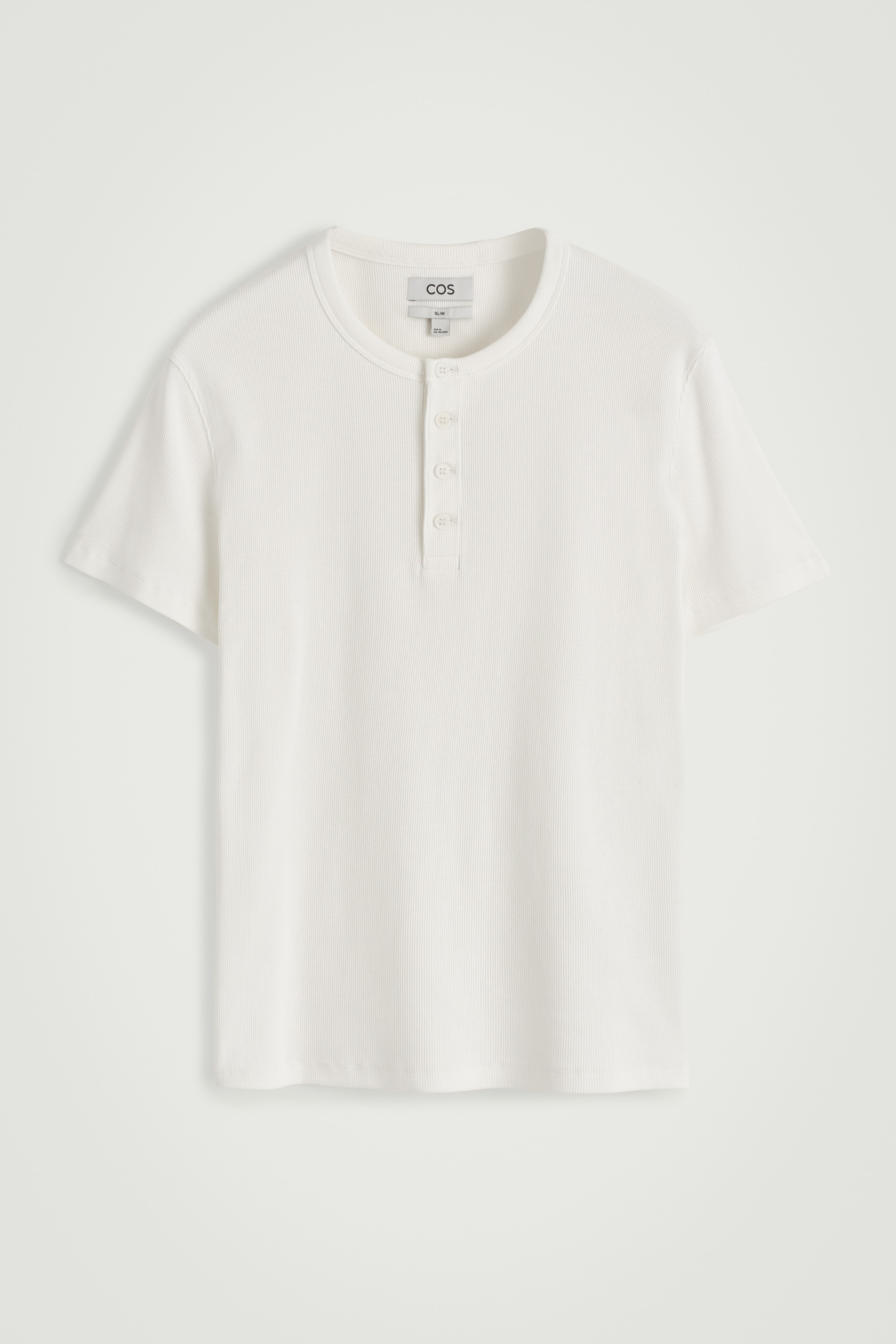 SLIM-FIT RIBBED HENLEY T-SHIRT - WHITE/GREY MÉLANGE/BLACK/NAVY