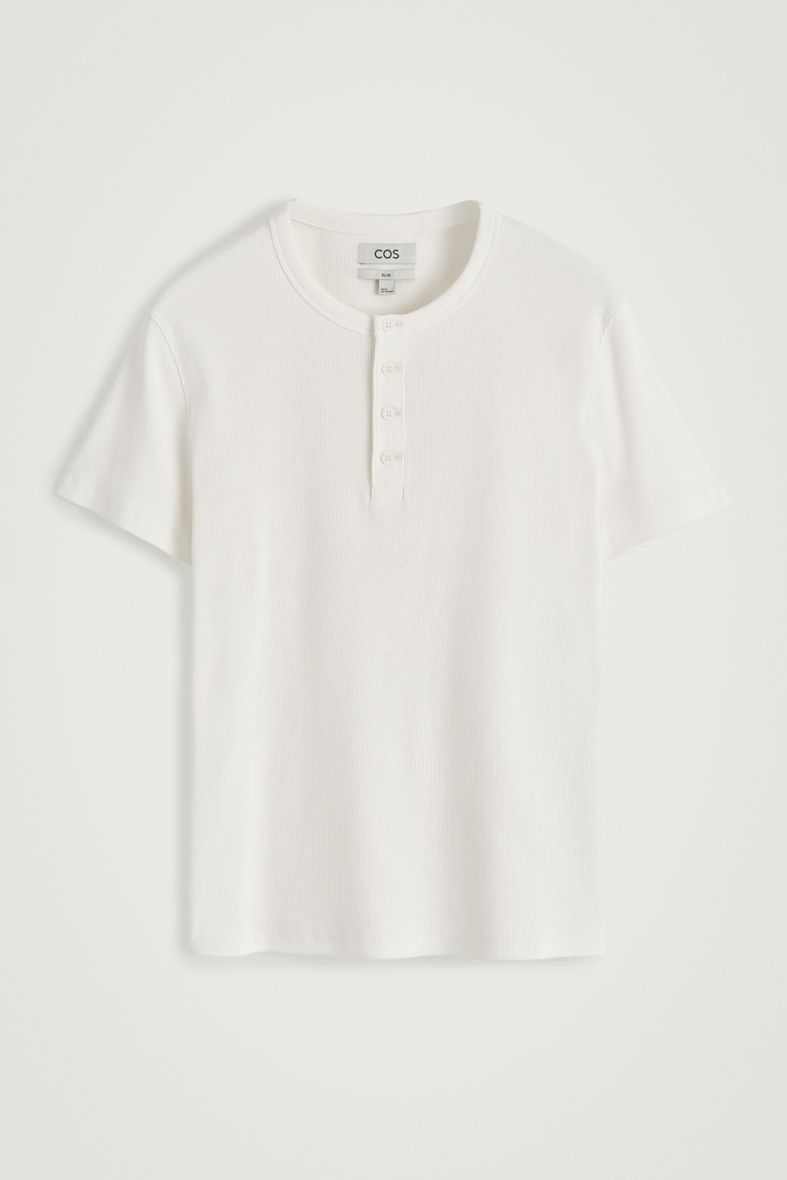 T-SHIRT HENLEY CÔTELÉ COUPE SLIM - BLANC/NOIR/GRIS CHINÉ - 2