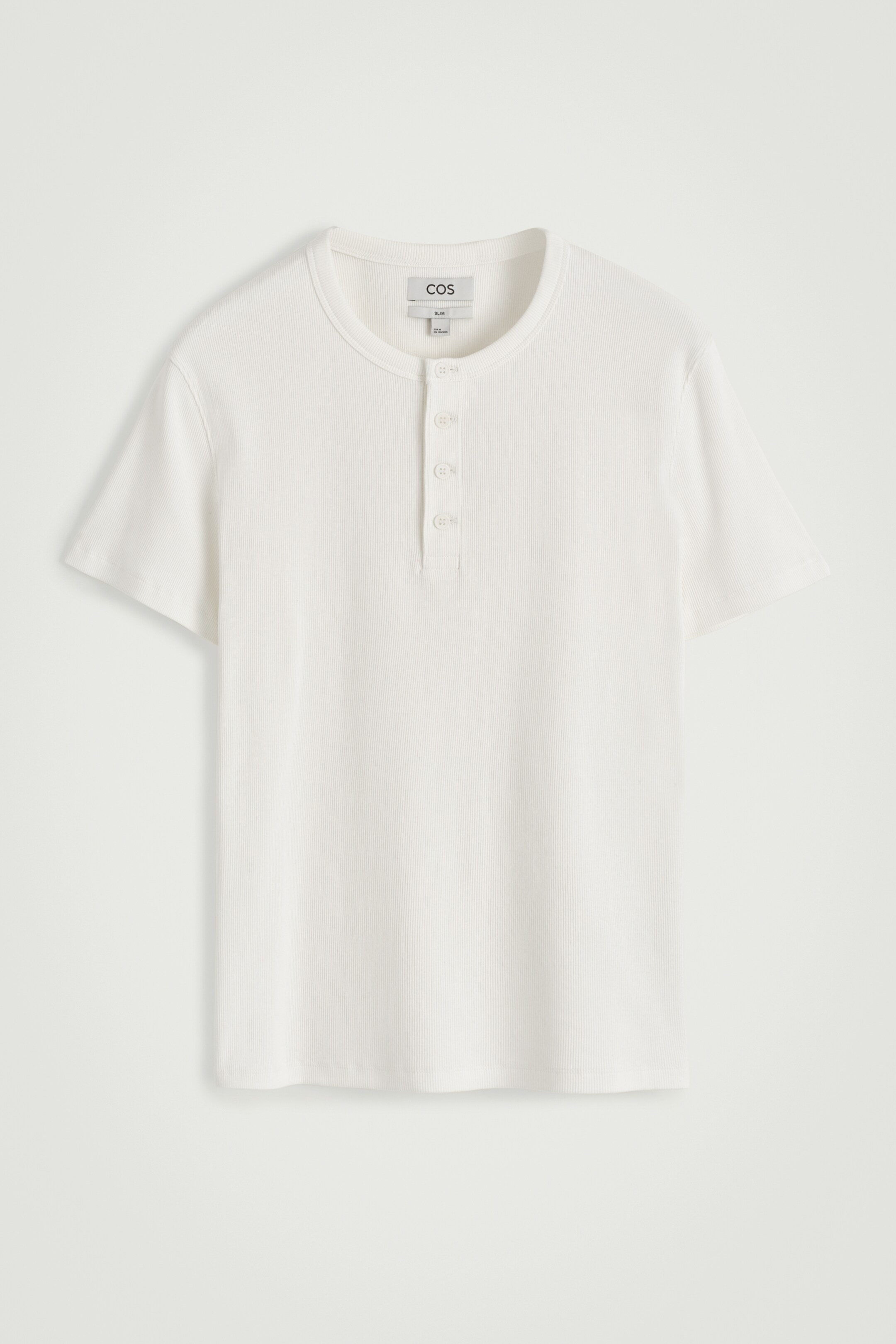 View larger image: SLIM-FIT RIBBED HENLEY T-SHIRT - WHITE - Men | H&M GB 6