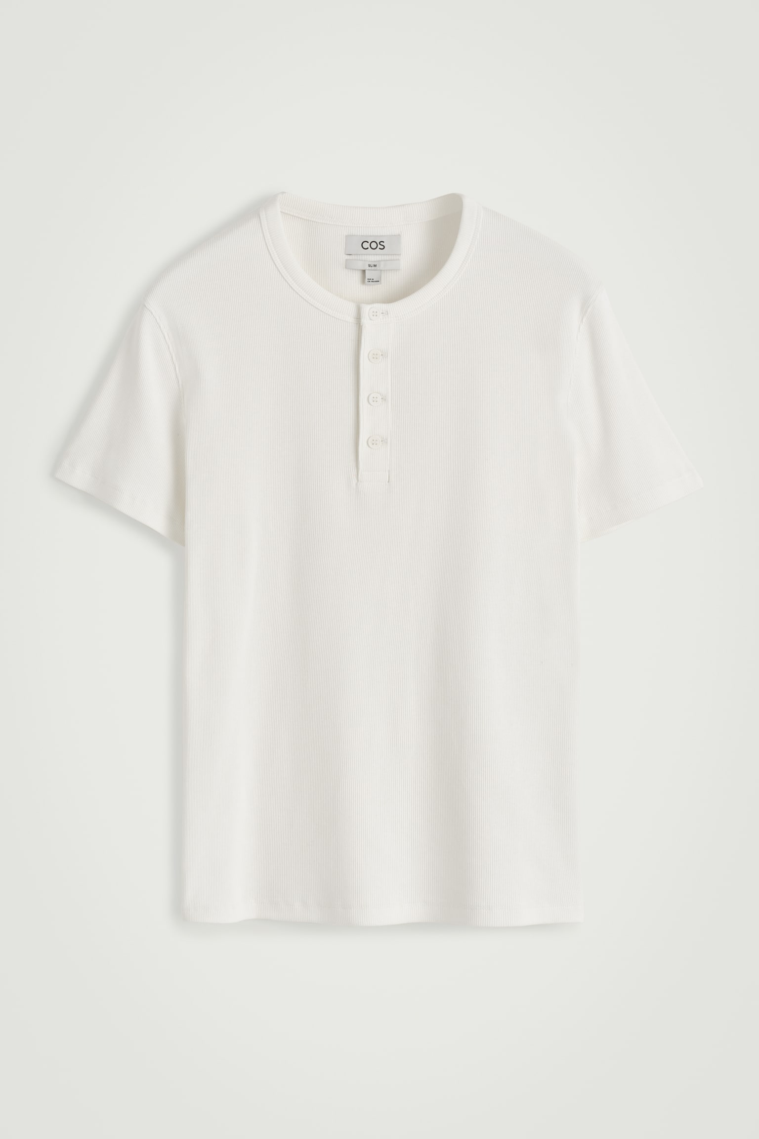 T-SHIRT HENLEY CÔTELÉ COUPE SLIM - BLANC/NOIR - 2