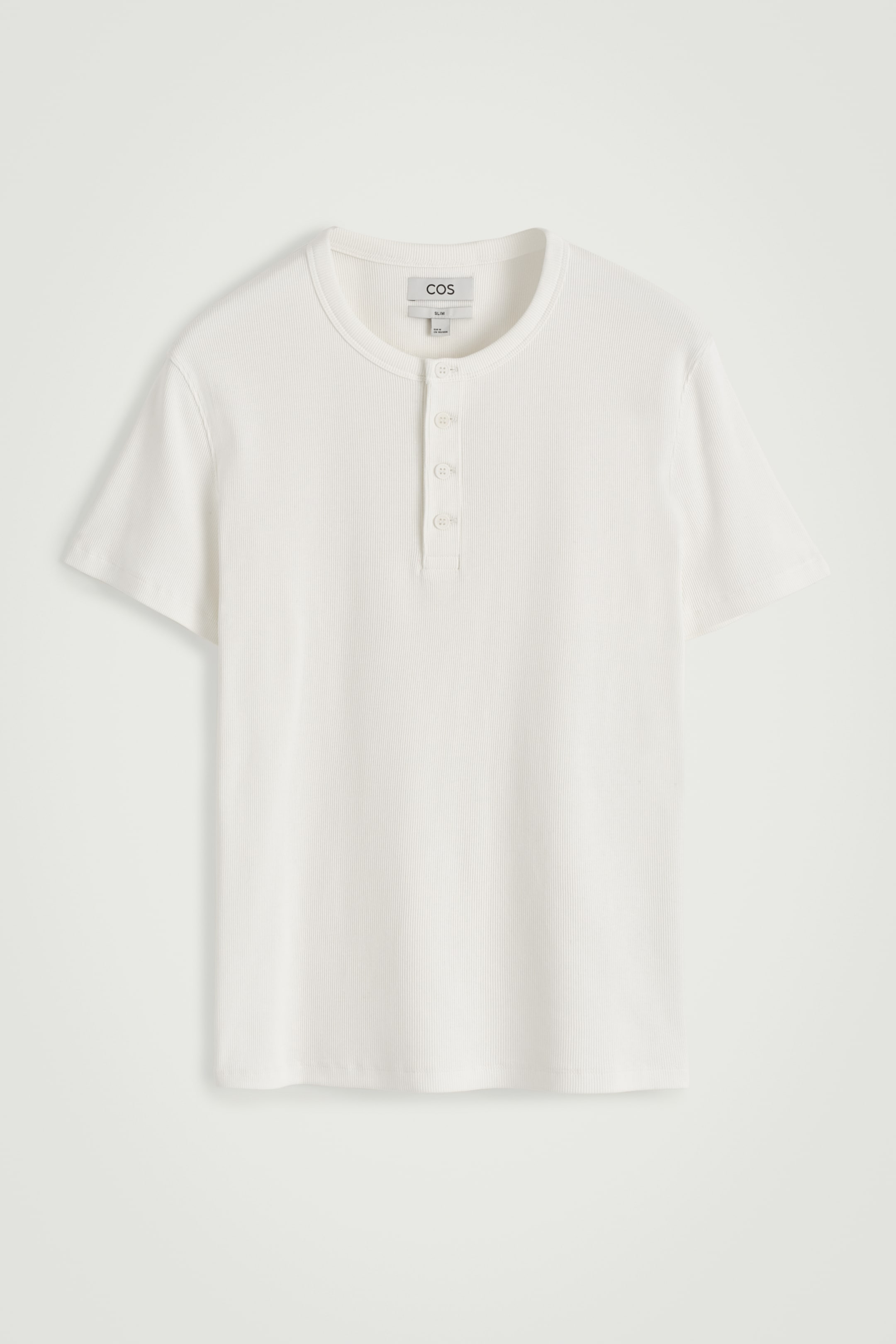 View larger image: SLIM-FIT RIBBED HENLEY T-SHIRT - WHITE - Men | H&M GB 6