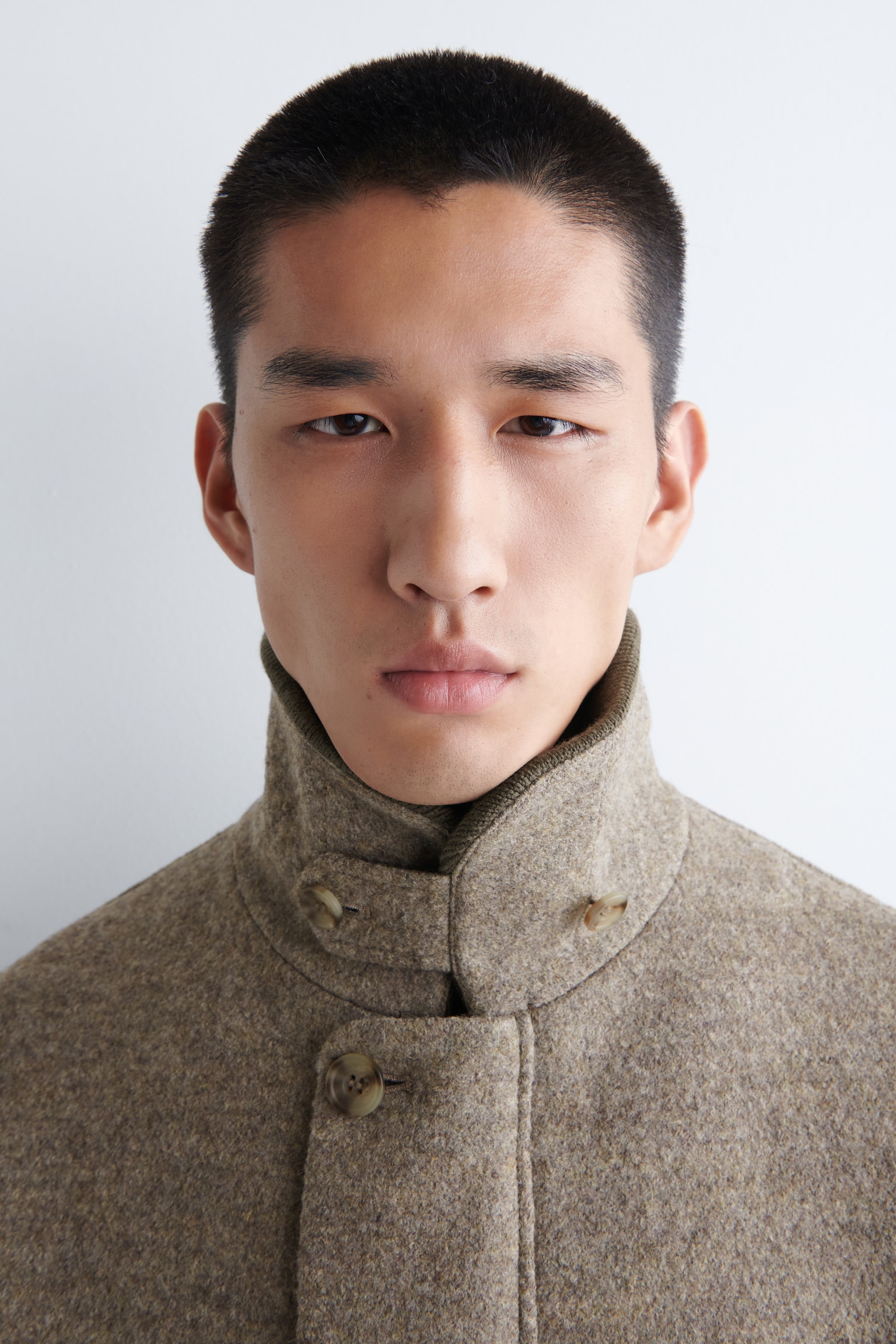 VESTE À COL CÔTELÉ EN LAINE BOUILLIE - TAUPE - 3