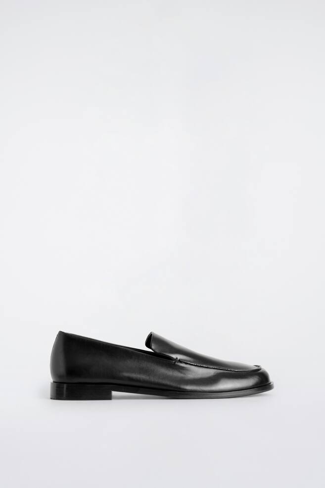 POLEREDE LÆDER-LOAFERS - SORT - 1