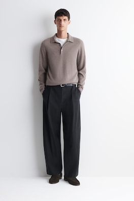 PURE CASHMERE POLO SWEATER — WASHED LILAC 2