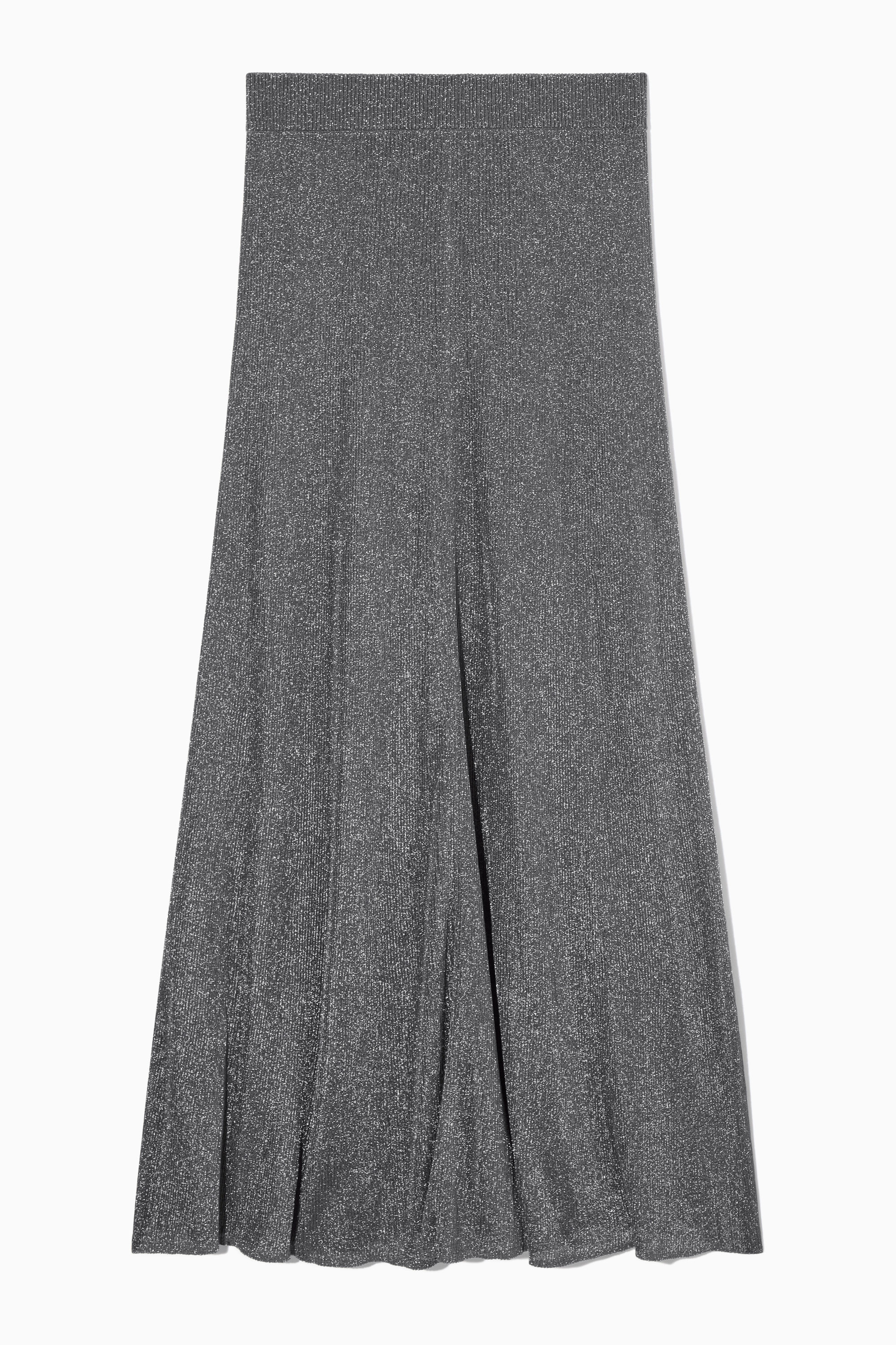 SPARKLY RIBBED-KNIT MAXI SKIRT - DARK GREY | COS