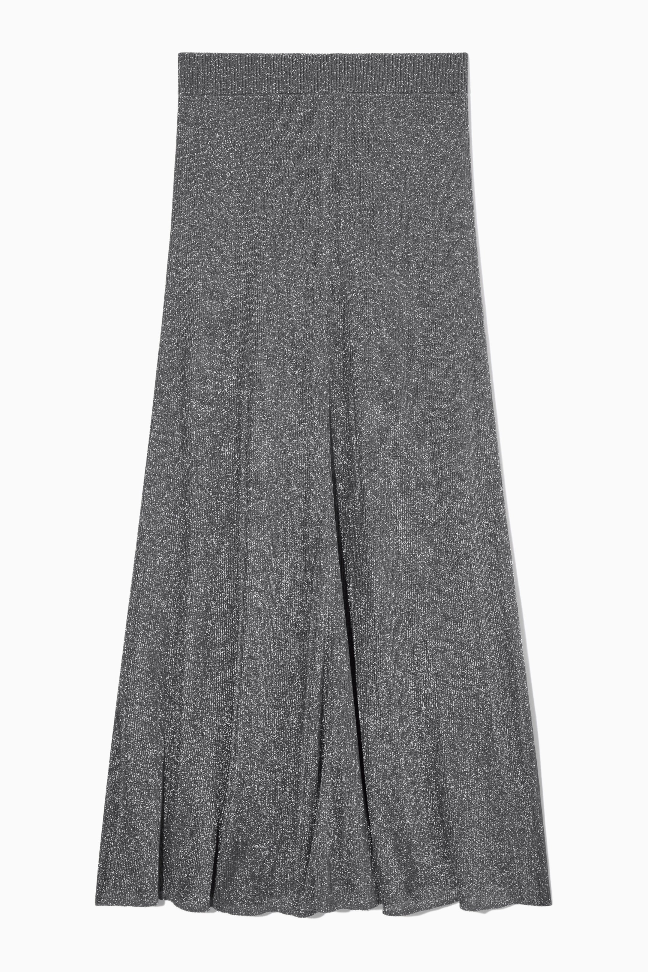 SPARKLY RIBBED-KNIT MAXI SKIRT