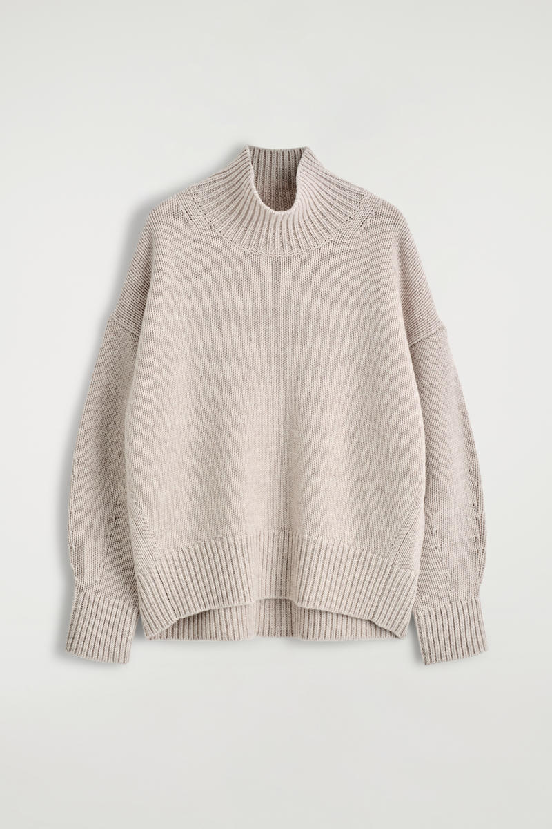 Cos Chunky Funnel-neck Wool Sweater In Neutral