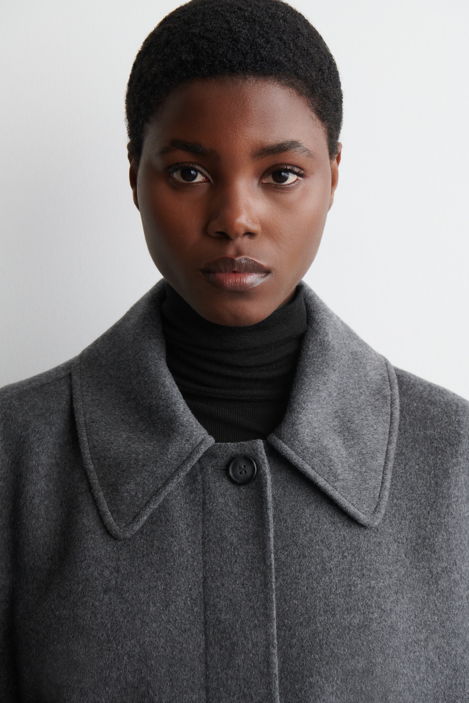 LONGLINE DOUBLE-FACED WOOL CAPE - GREY/BEIGE - 4