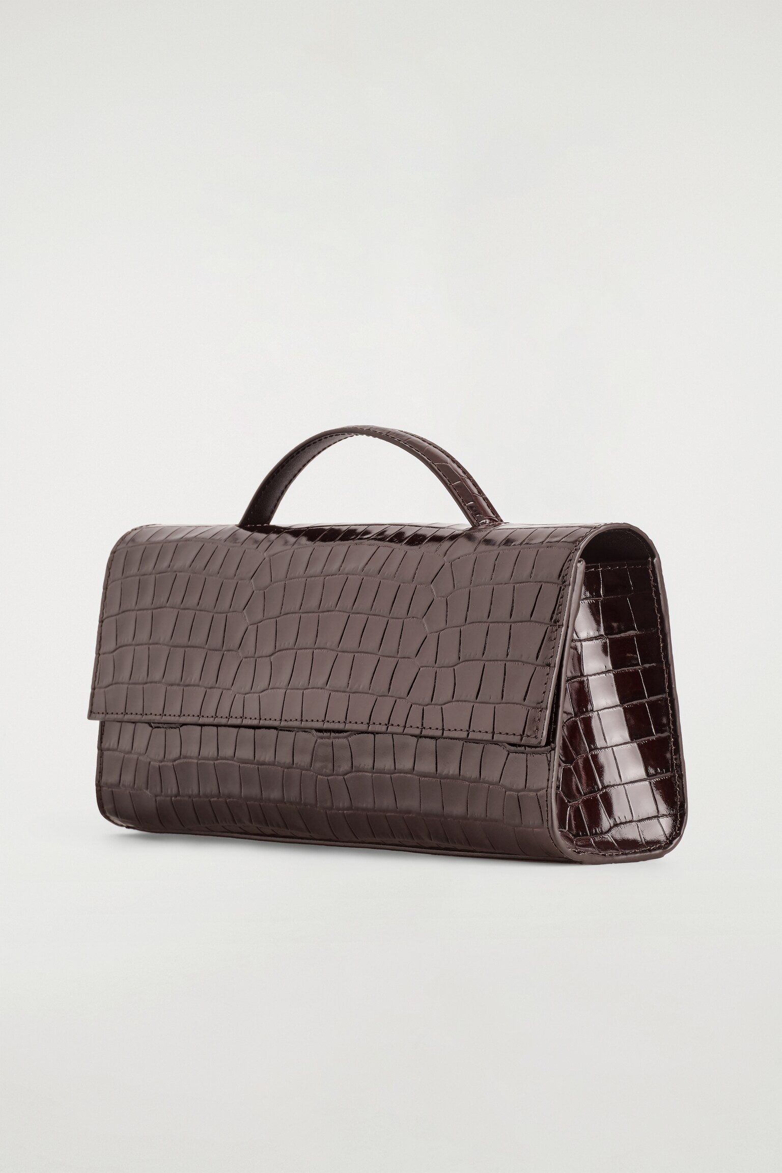 GALLERY - BOLSO DE MANO DE PIEL EFECTO COCODRILO - MARRÓN - 3
